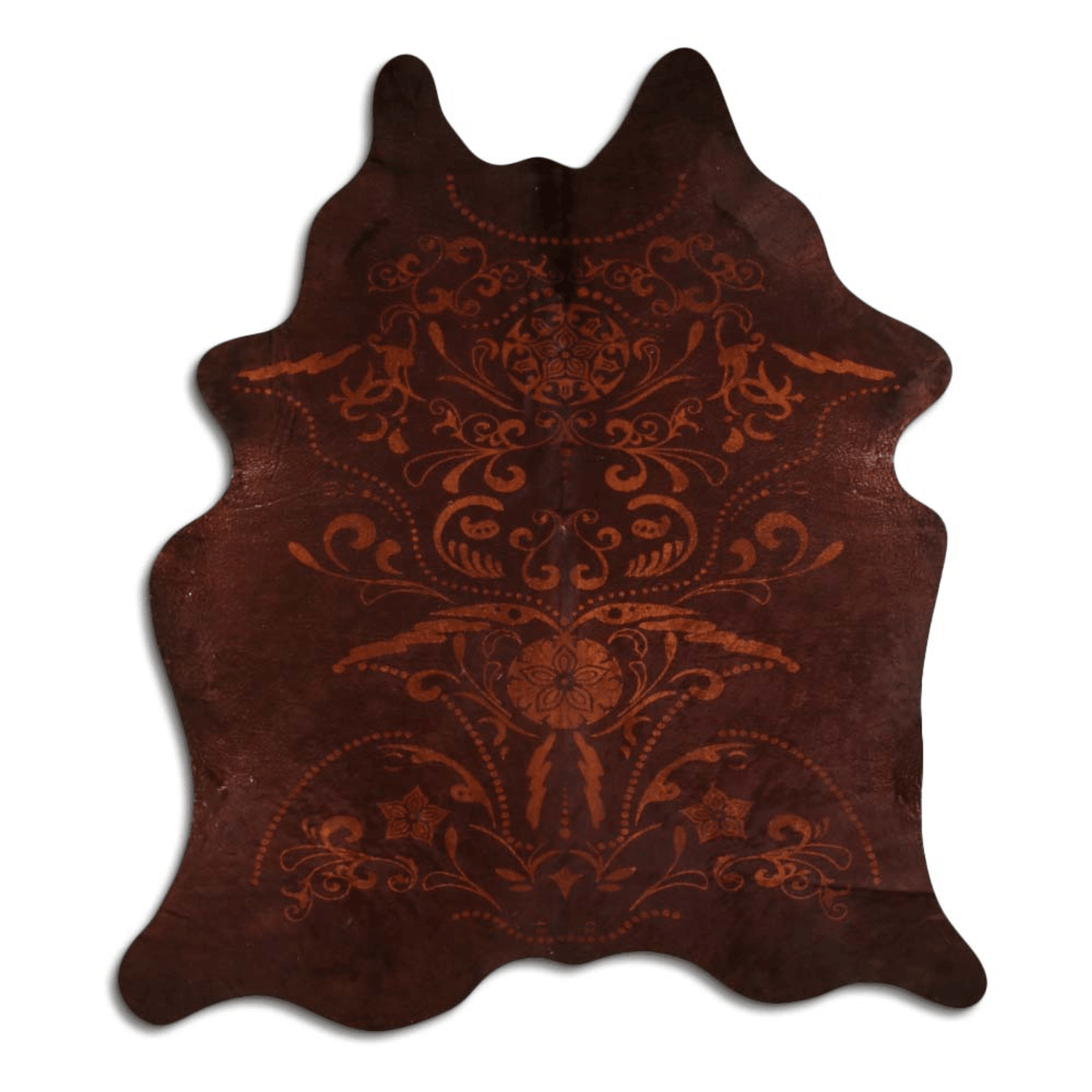 Baroque Beige On Brown Cowhide Area Rug