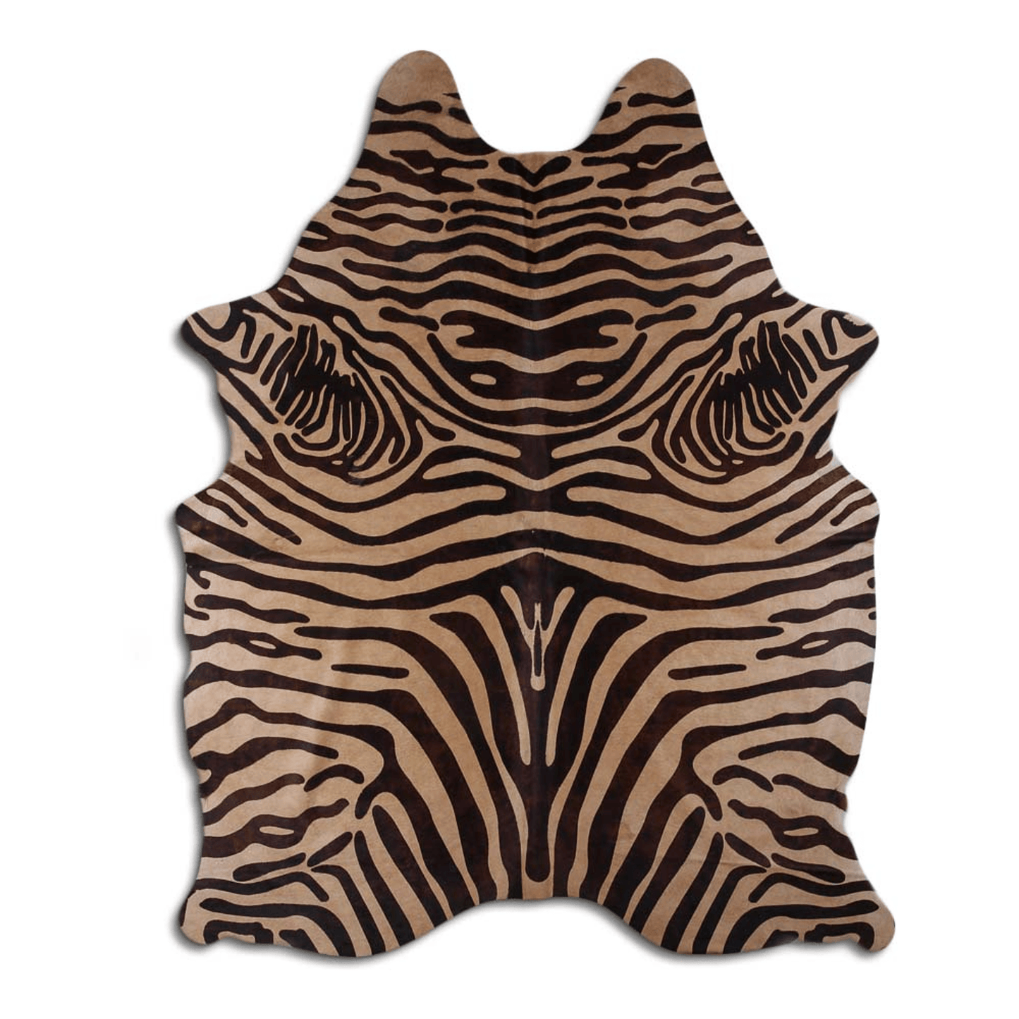 Brown Zebra Cowhide Area Rug On Beige