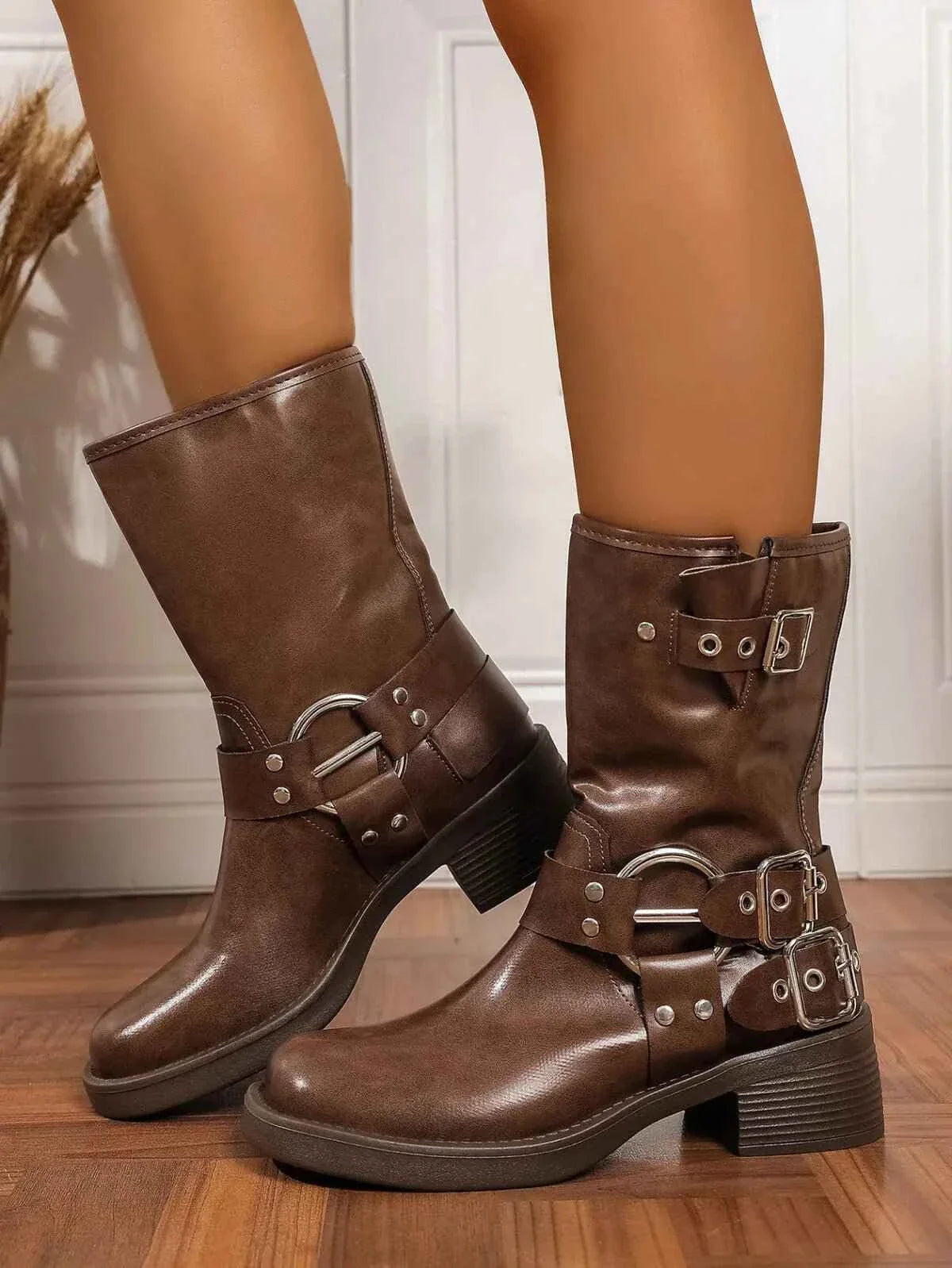 Flare Formal Dress Boots: Round Toe Block Heels