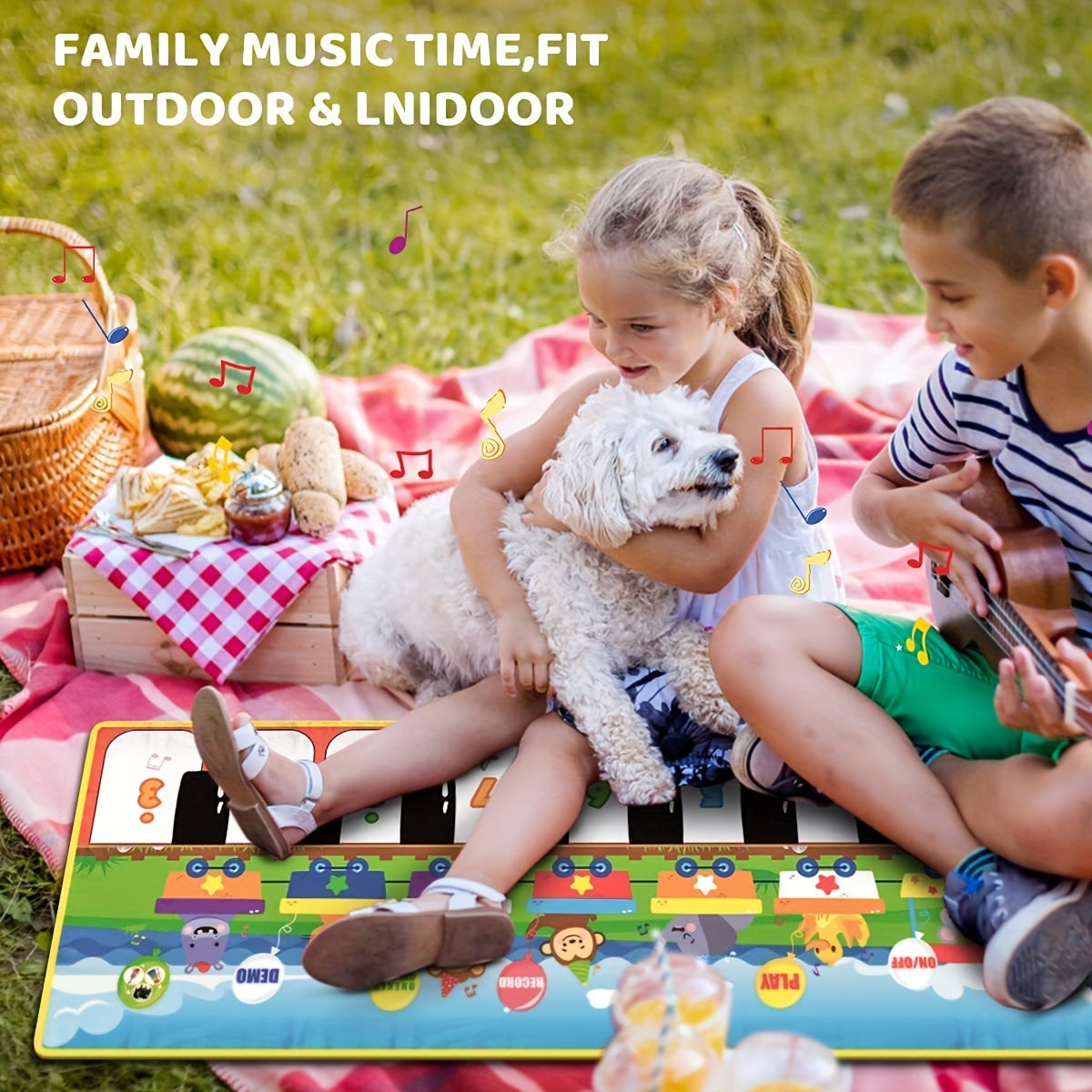 Musical Piano Mat for Kids, Floor Dance Toy with 10 Songs, 8 Animal Sounds, 5 Modes. Children'S Keyboard Blanket Music Touch Game Mat, Music Early Education Toy, Halloween Christmas Gift for Winter