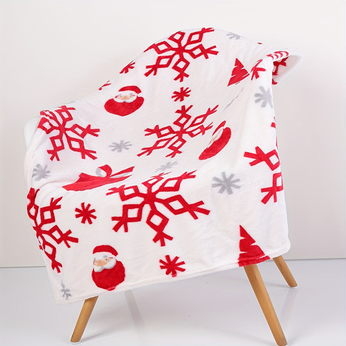 1pc Christmas Plush Bed Blanket, Soft Comfortable Blanket For Sofa Office Bed Camping Travelling Christmas Gift