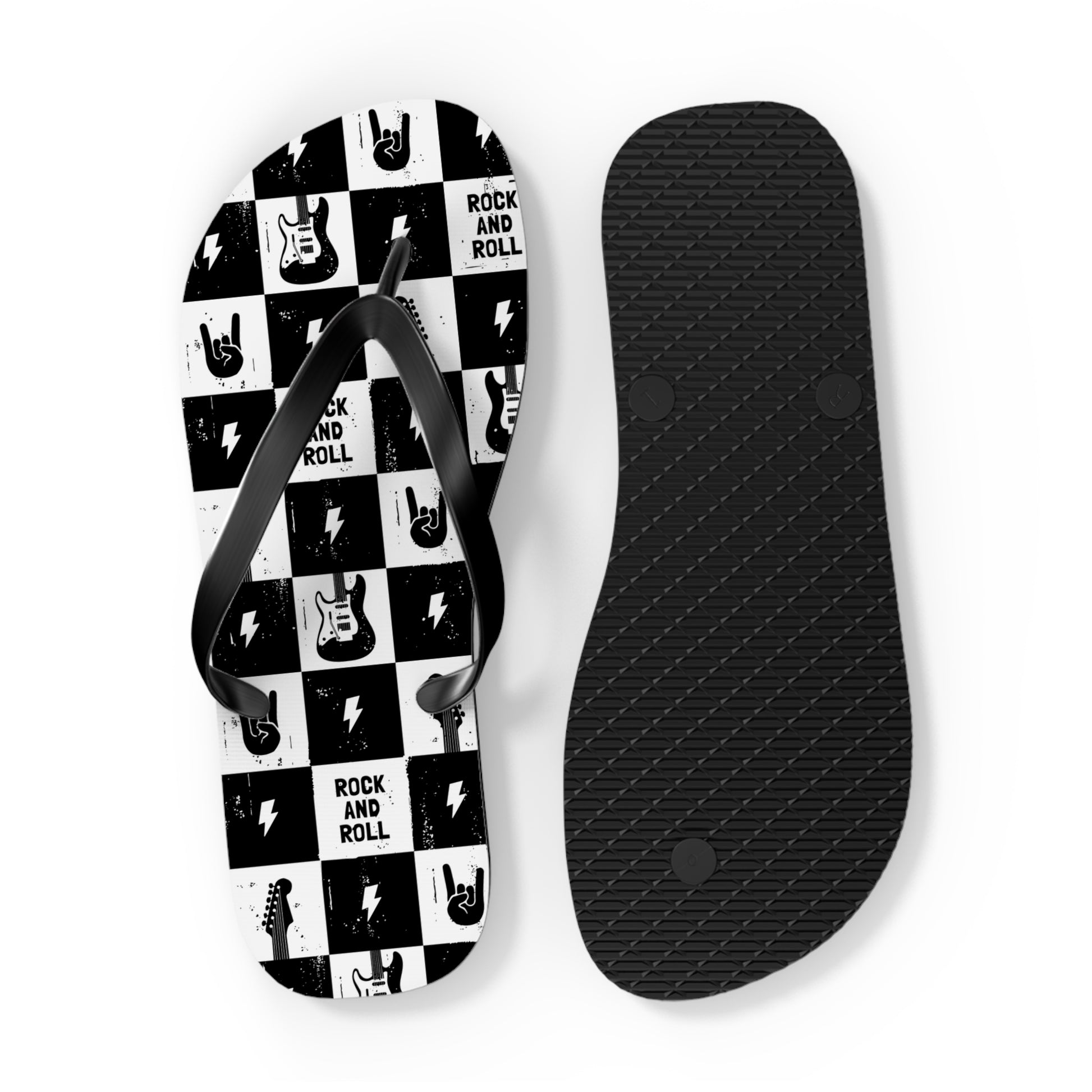 Rock And Roll Squares Flip Flops - Premium Shoes from Printify - Just $27.99! Shop now at Lizard Vigilante