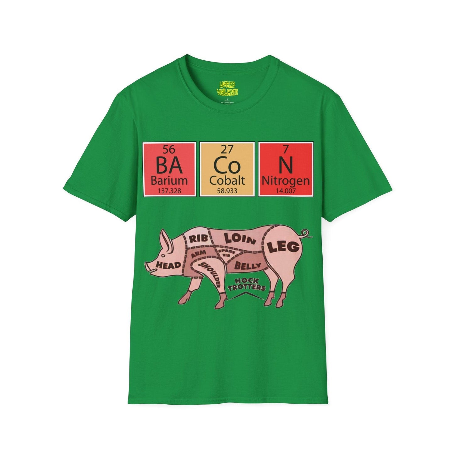 Funny BACON Pig Anatomy Unisex Softstyle T-Shirt - Lizard Vigilante