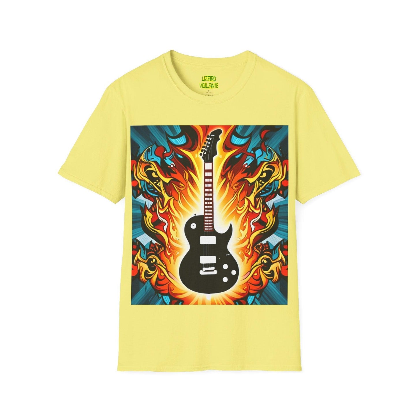 Electric Guitar Ablaze Unisex Softstyle T-Shirt - Lizard Vigilante