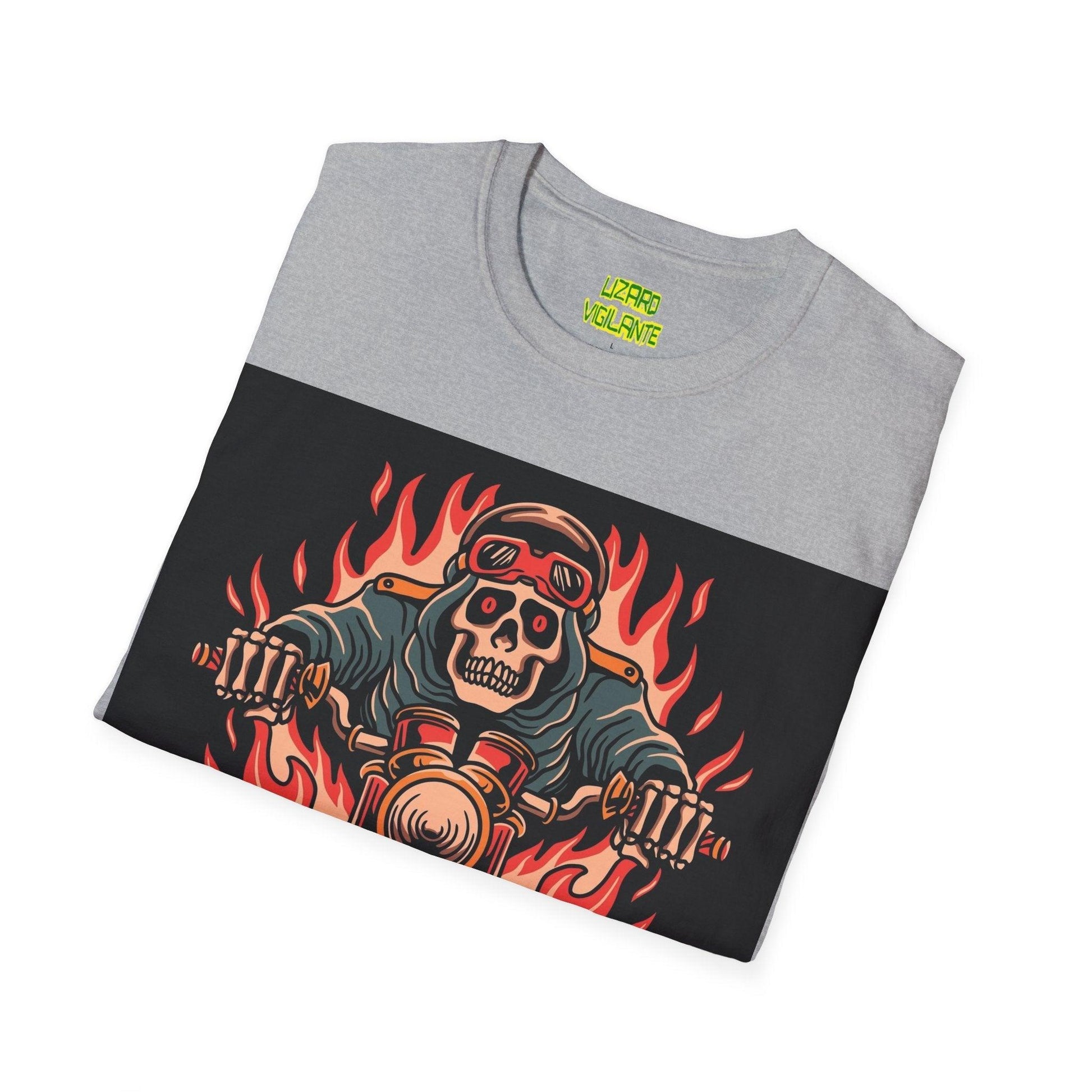 Skeleton Biker Unisex Softstyle T-Shirt - Lizard Vigilante