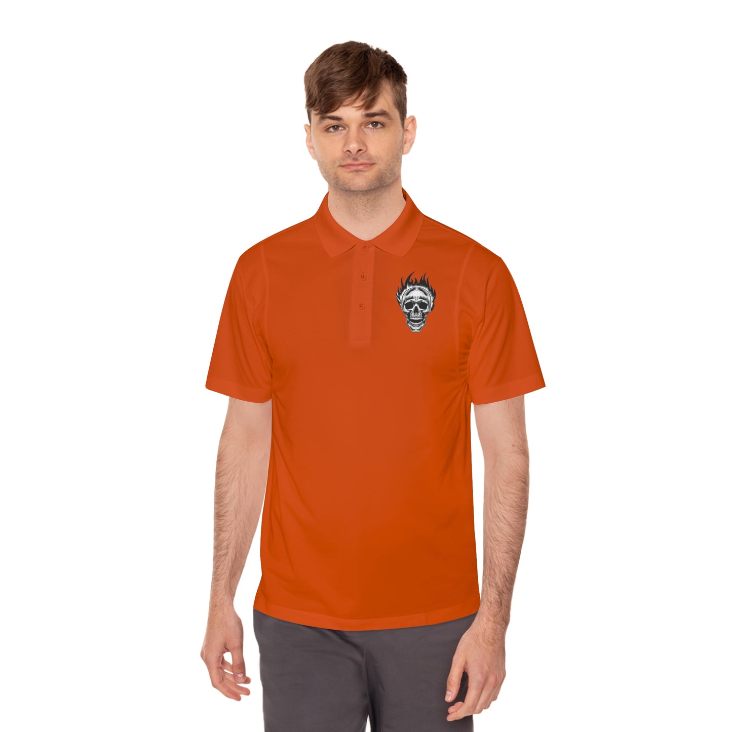 Skull Flame Men's Sport Polo Shirt - Premium T-Shirt from Printify - Just $52.34! Shop now at Lizard Vigilante