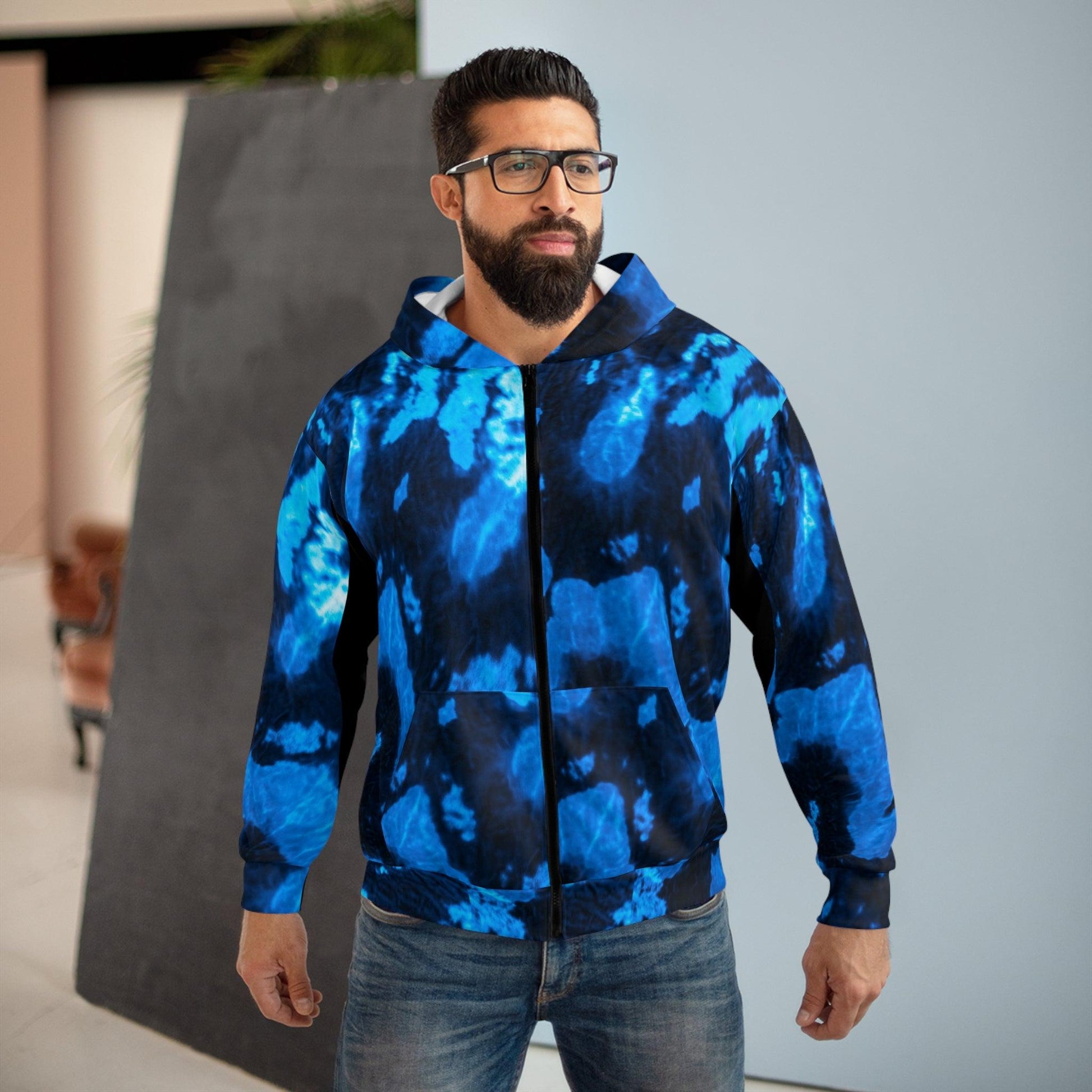 Blue Lava Unisex Zip Hoodie - Lizard Vigilante