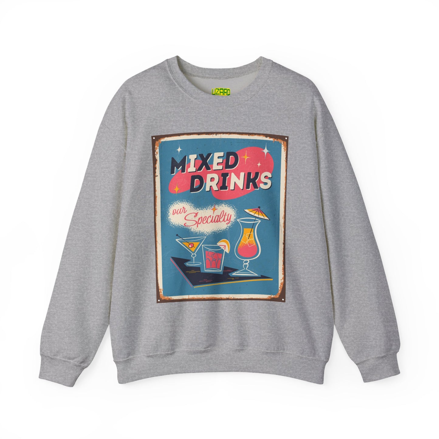 Mixed Drinks Crewneck Sweatshirt — Retro Cocktail Graphic Pullover