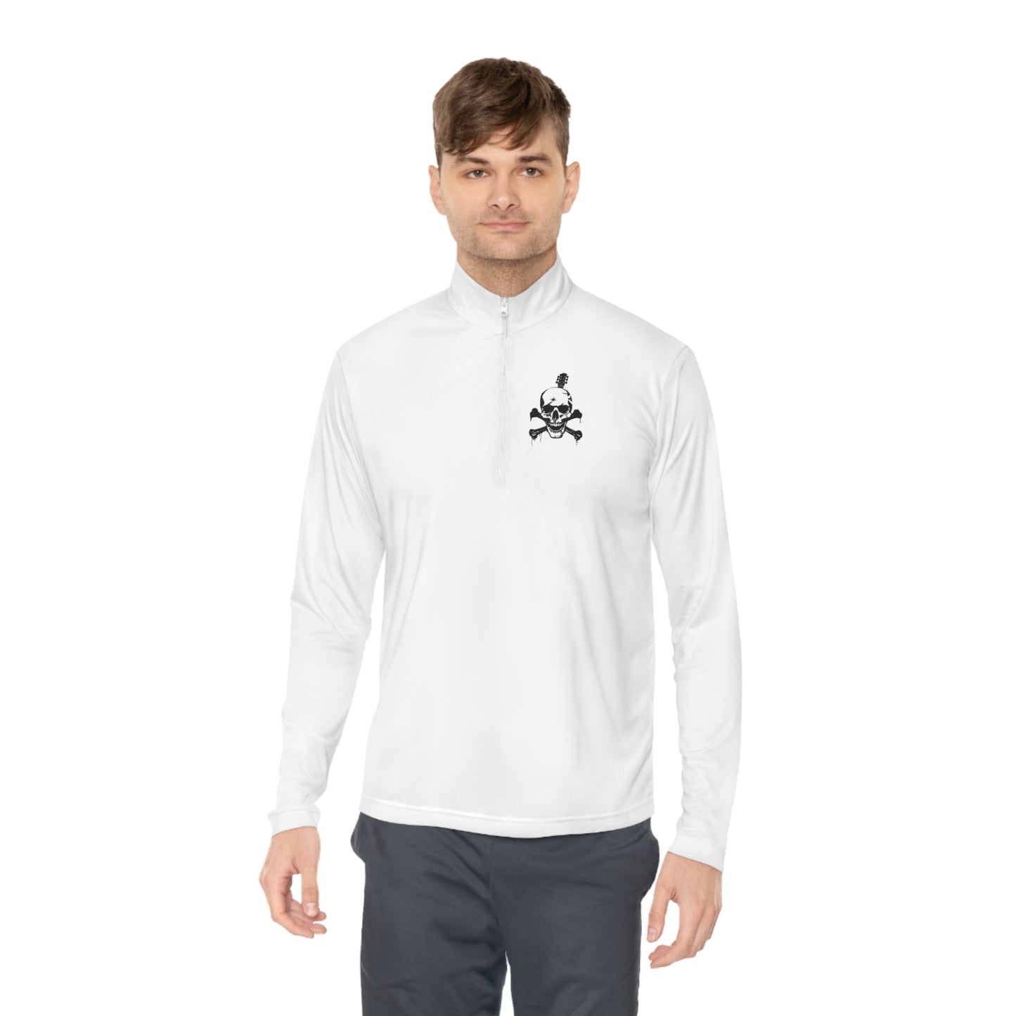 Guitar Skull Cross Bones Unisex Quarter-Zip Pullover - Premium Long-sleeve from Printify - Just $43.42! Shop now at Lizard Vigilante