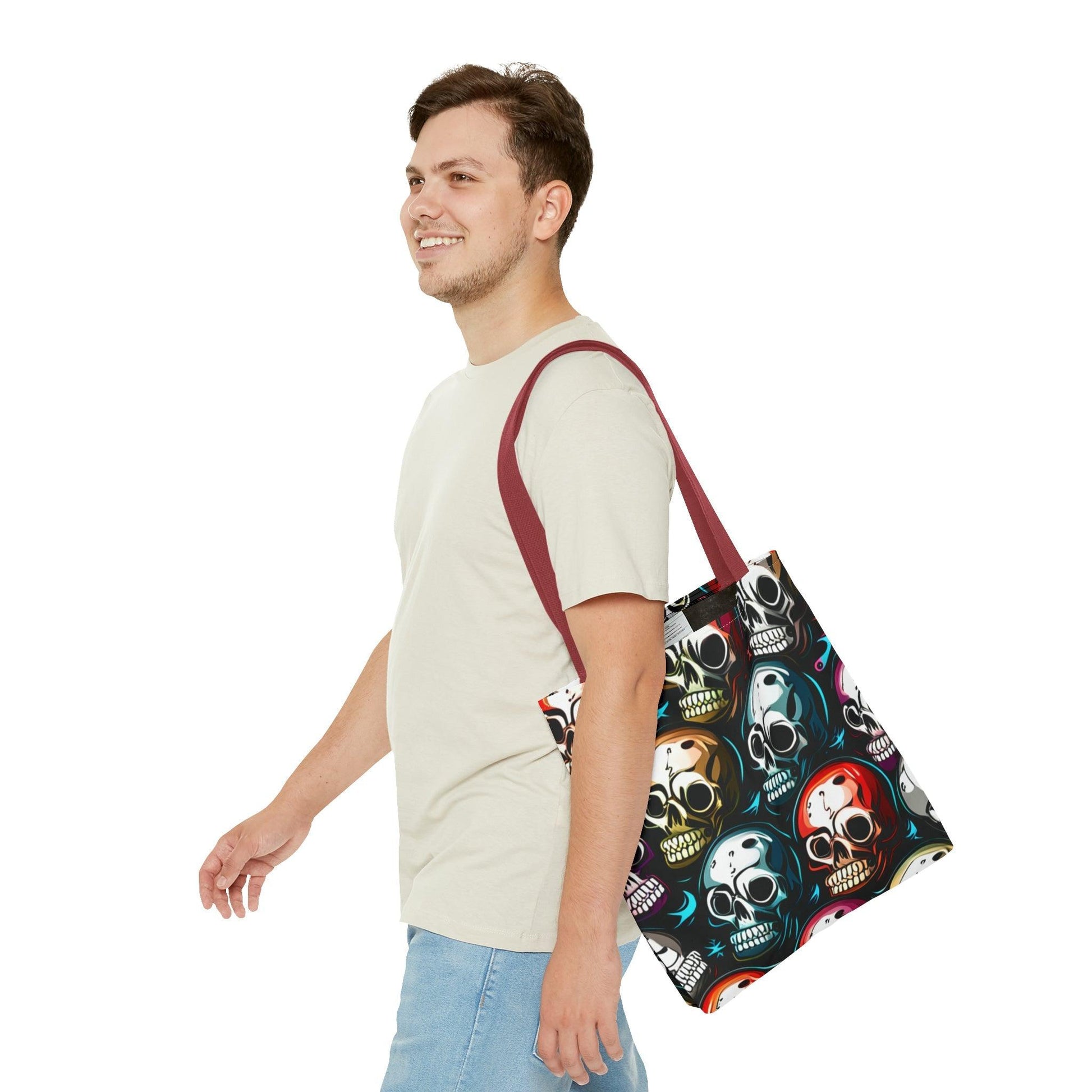 Death Metal Skulls Tote Bag (AOP) - Lizard Vigilante