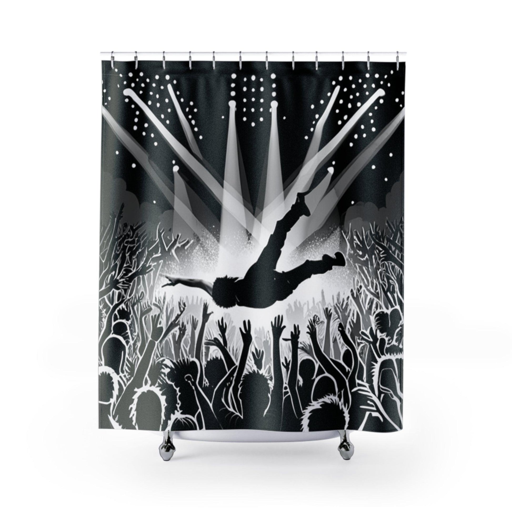 Crowd Surfing Metal Shower Curtains - Lizard Vigilante