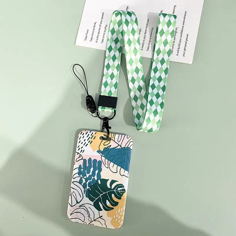 Green Plant Series Simple Fashion Lanyard Card Cover