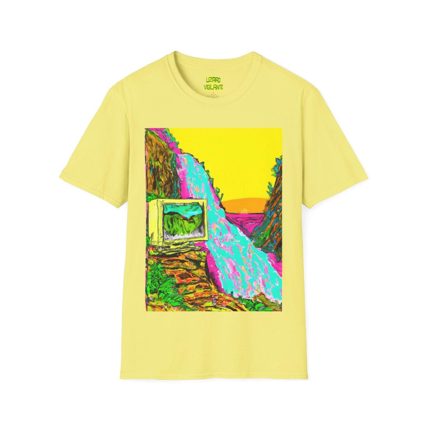 90s Monitor Waterfall Unisex Softstyle T-Shirt - Lizard Vigilante