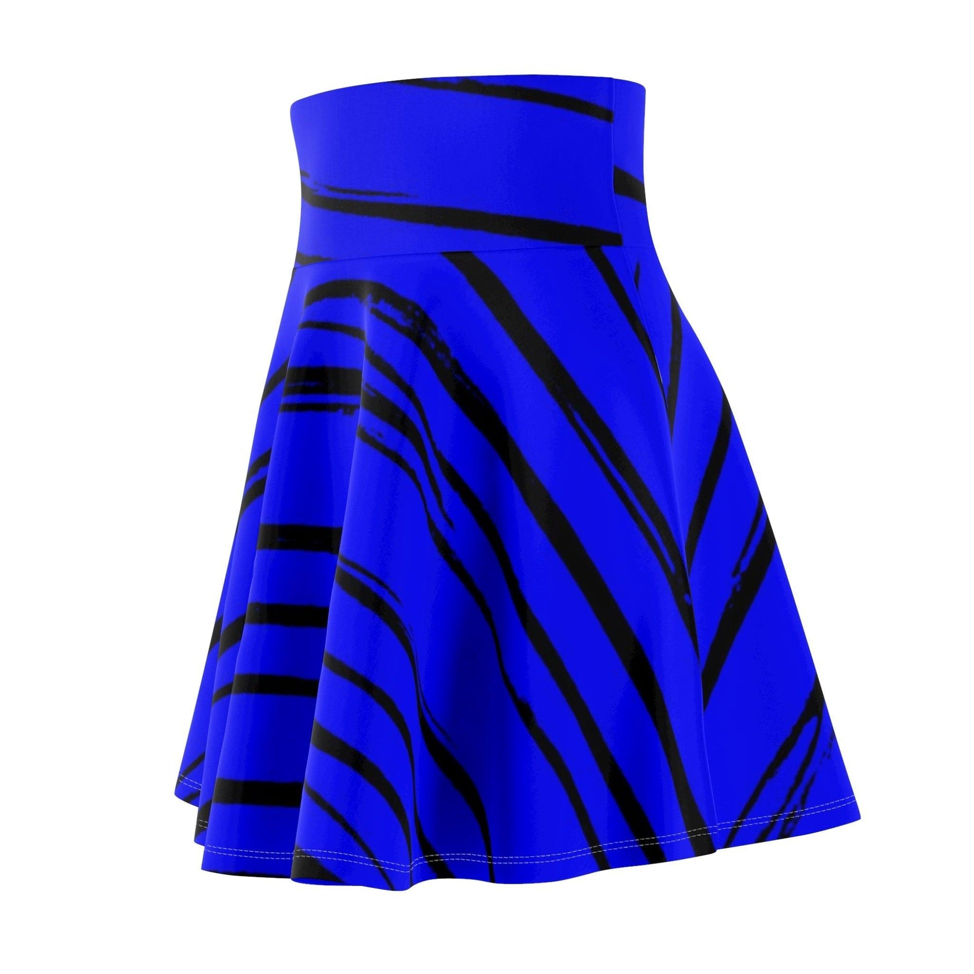 Black & Blue Strips Women's Skater Skirt - Lizard Vigilante