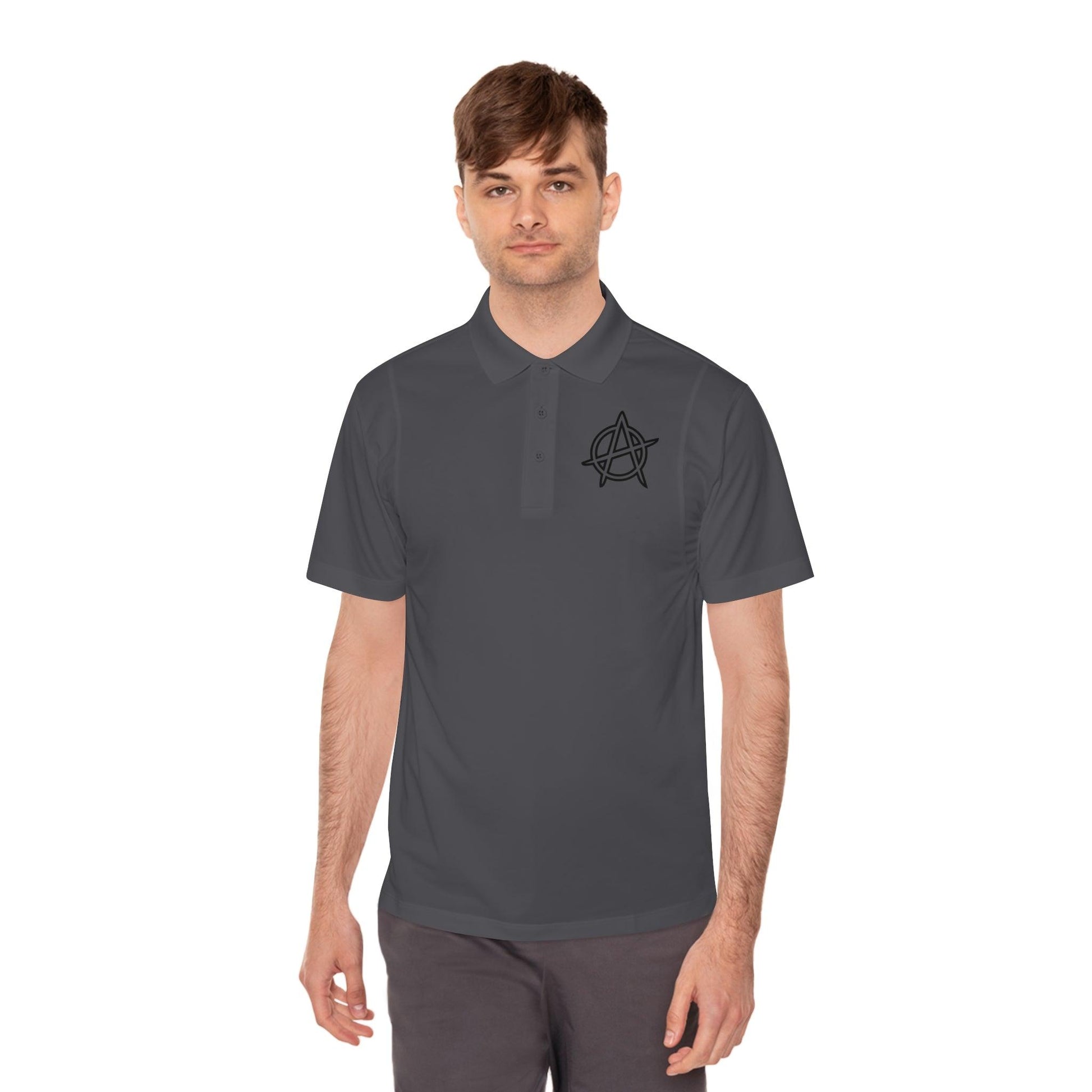 Men's Anarchy Symbol Sport Polo Shirt - Premium T-Shirt from Printify - Just $52.34! Shop now at Lizard Vigilante