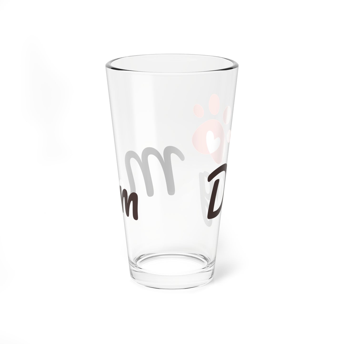 Dog Mom 16oz Mixing Glass – Cute Pawprint Cocktail & Beverage Glass