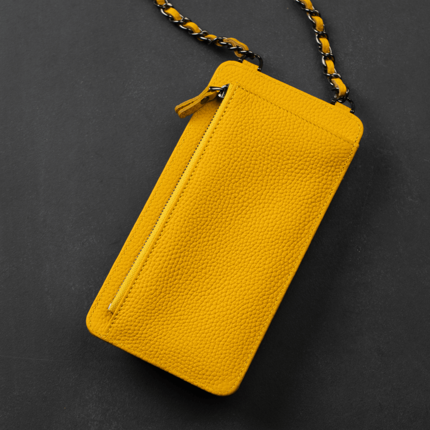 Leather Yellow Crossbody Bag Phone Wallet - Columbus