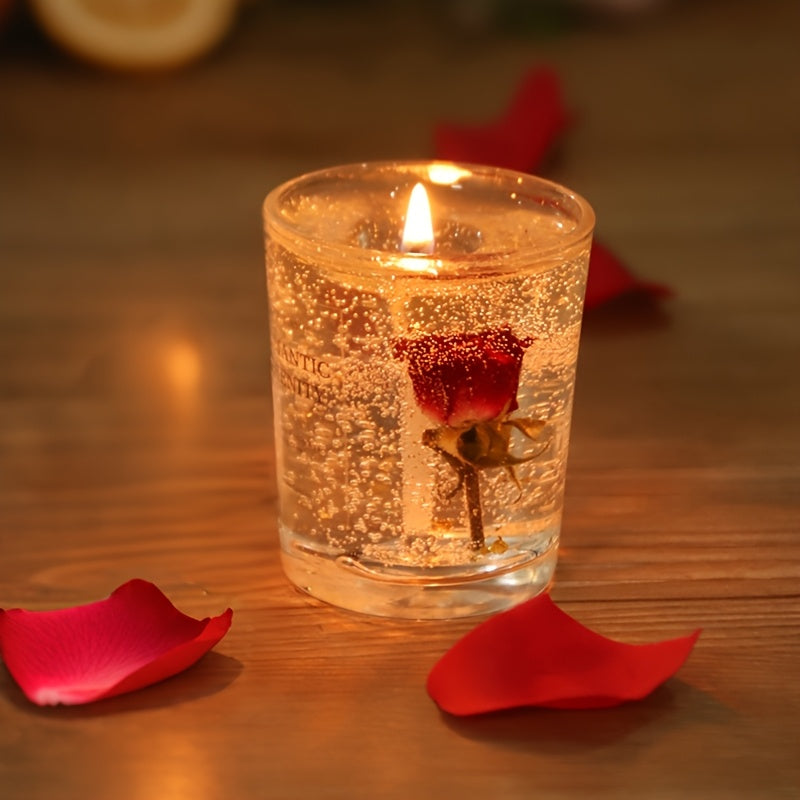 Rose Jelly Scented Candle for Aromatherapy, Romantic Atmosphere - Ideal for Birthdays, Valentine's Day, Anniversaries, Thanksgiving, Christmas - 1pc, Soy Wax in Glass Jar