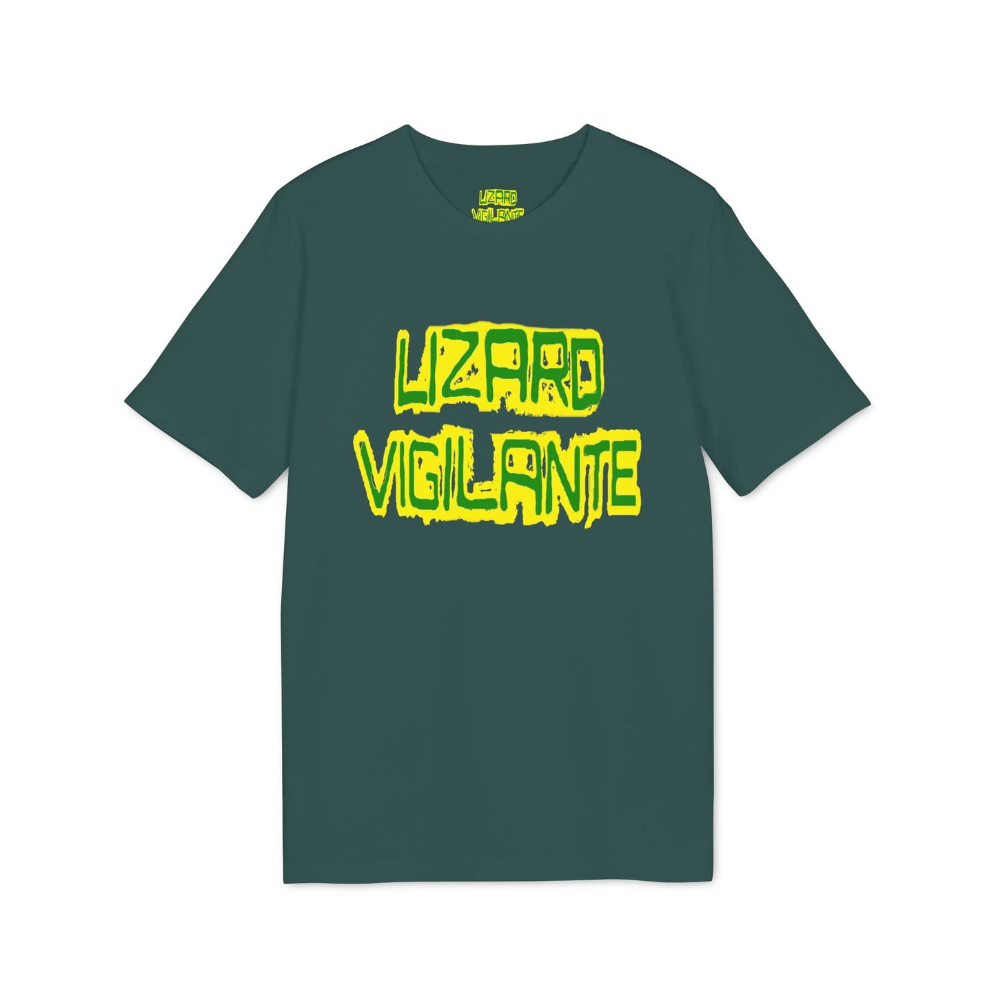 Lizard Vigilante T-Shirt — Retro Neon Graphic Tee for Reptile Fans