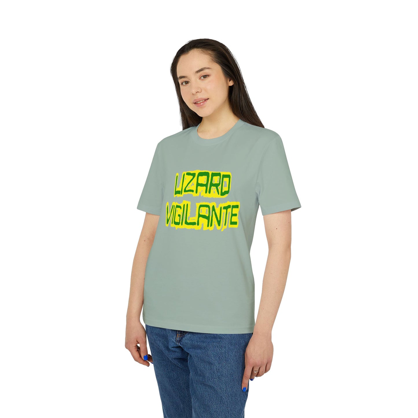 Lizard Vigilante T-Shirt — Retro Neon Graphic Tee for Reptile Fans