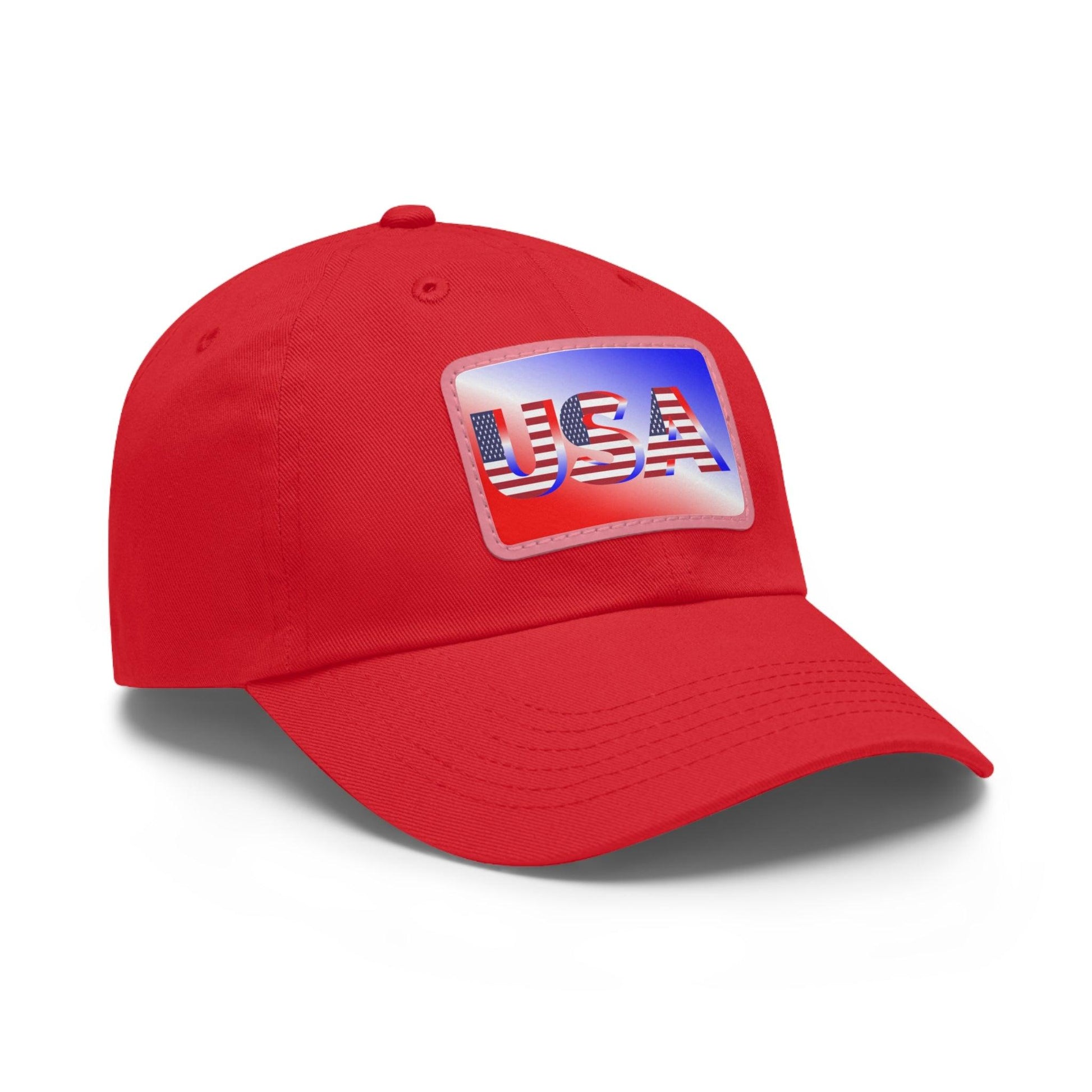 USA Red, White, and Blue Dad Hat with Leather Patch (Rectangle) - Lizard Vigilante