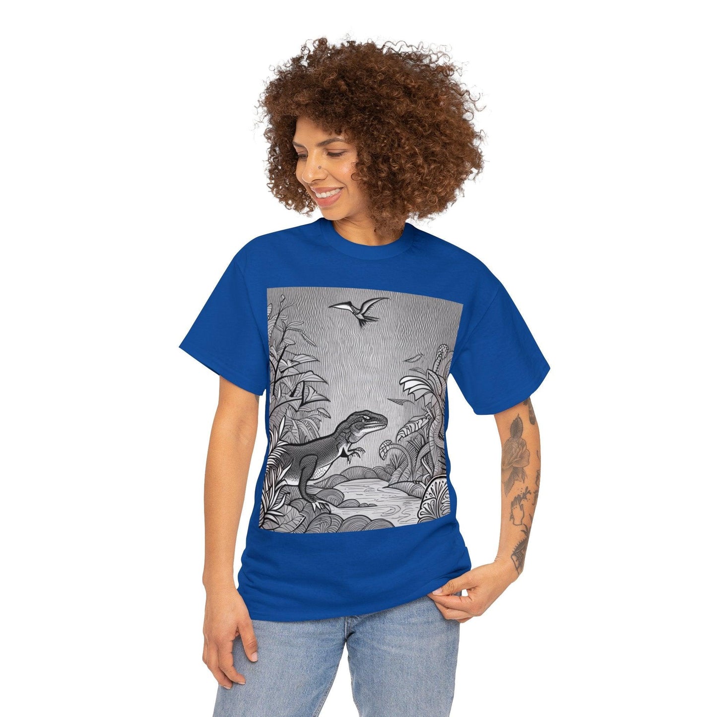 Prehistory Scene Unisex Heavy Cotton Tee - Lizard Vigilante