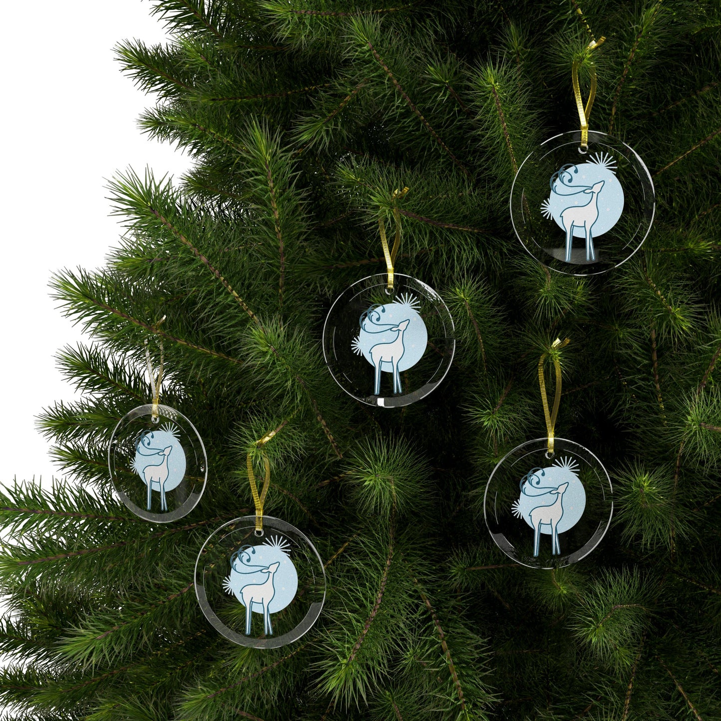 Christmas Tree Reindeer Glass Ornaments - Lizard Vigilante