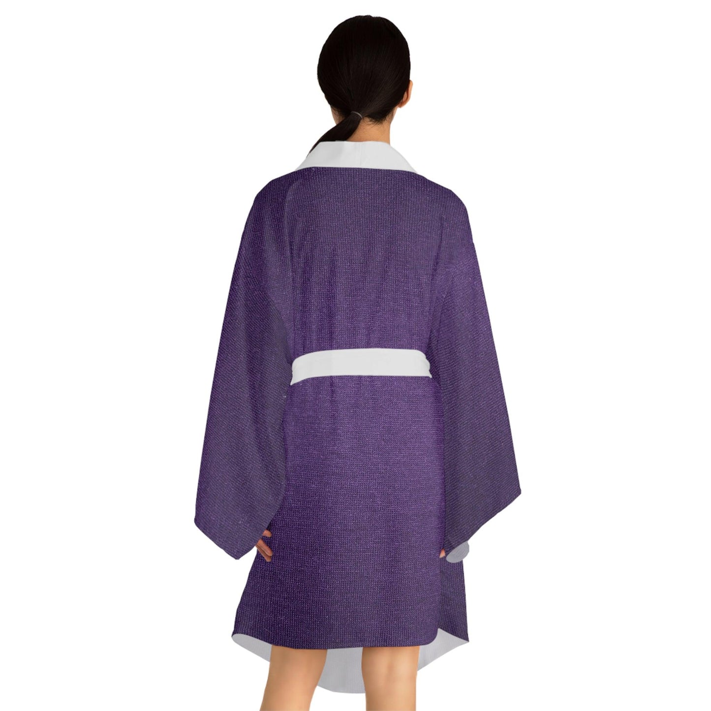 Faux Purple Silk Long Sleeve Kimono Robe - Lizard Vigilante