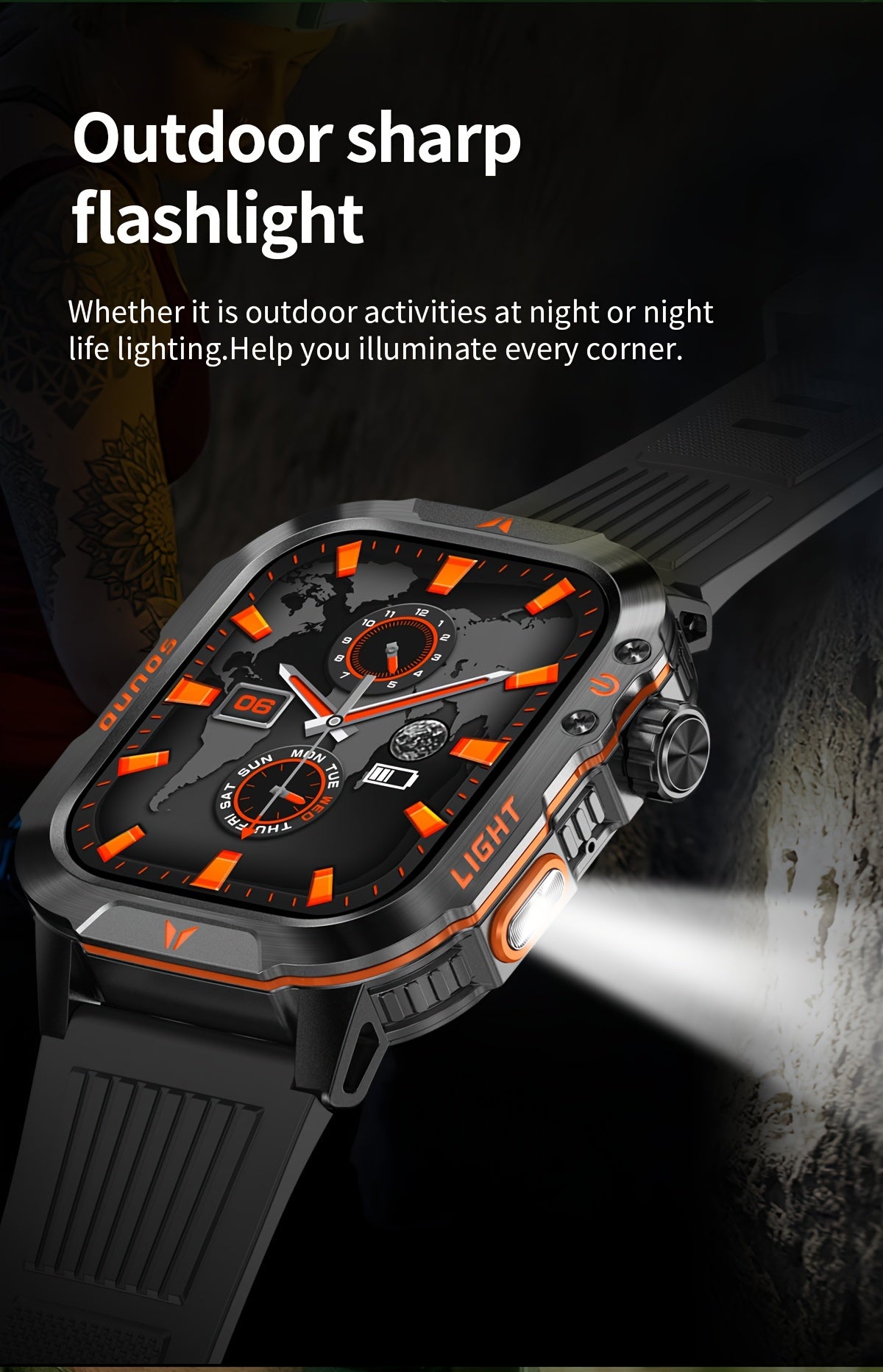 Rugged Outdoor Smartwatch | 2024's Ultimate Fitness Tracker For Android iPhone - Premium smart watch from Lizard Vigilante - Just $48.88! Shop now at Lizard Vigilante