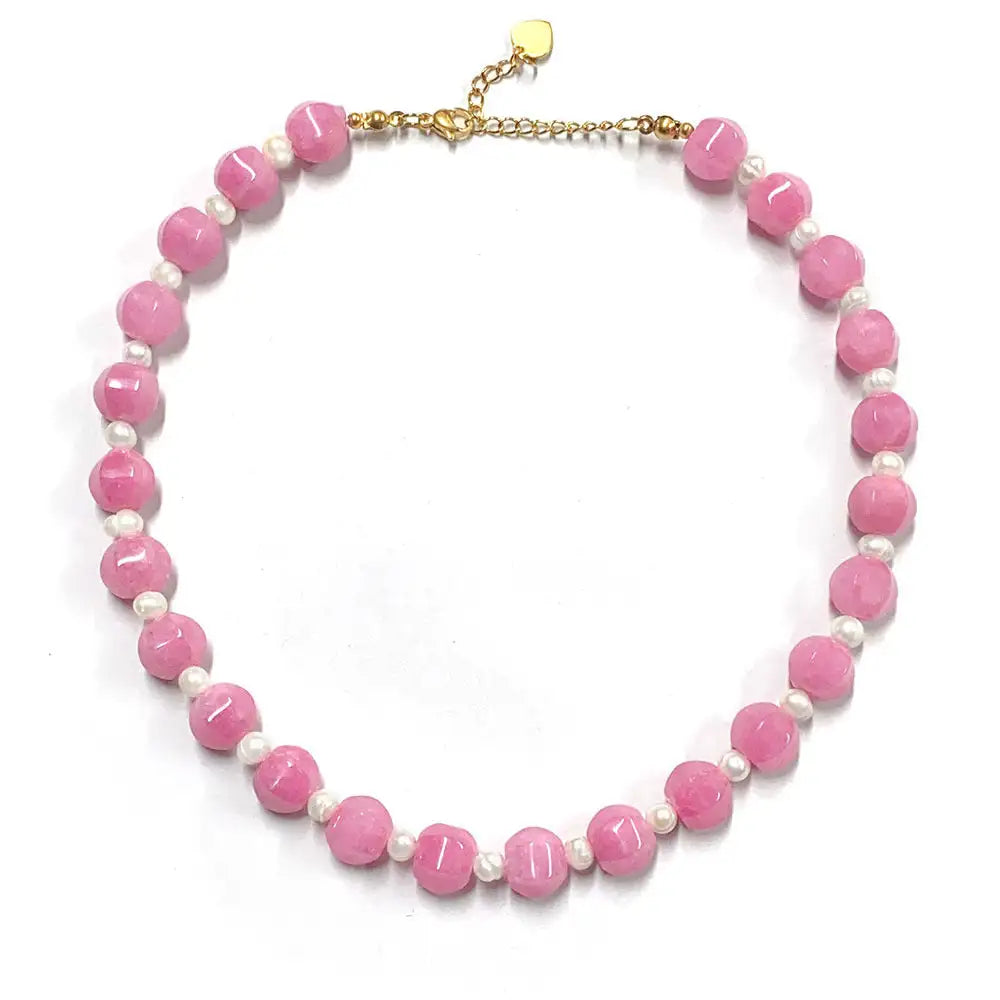 New Retro Dark Red Natural Stone Sweater Chain