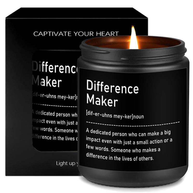 1pc, Lavender Scented Candle, "Difference Maker" Inspirational Quote, 33.81oz Glass Jar with Wick, Bee & Soy Wax, Perfect Gift for Women, Men, Best Friends, Teachers, Bosses, Leaders, Mentors, for Christmas, Thanksgiving, Bir