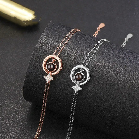 Women's S925 Round Diamond Embedded Star Bracelet