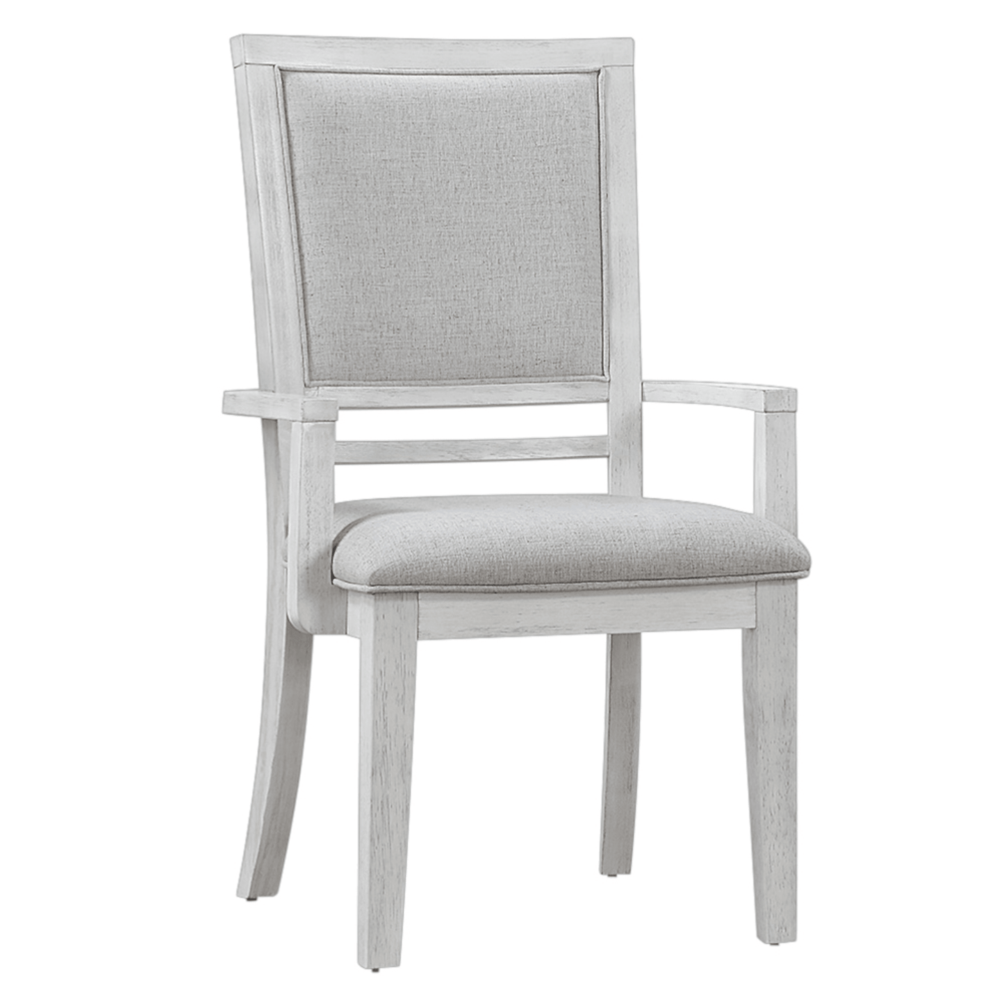 Dover Padded Upholstered Dining Chair With Arms – Set Of 2 In Cerused White Oak