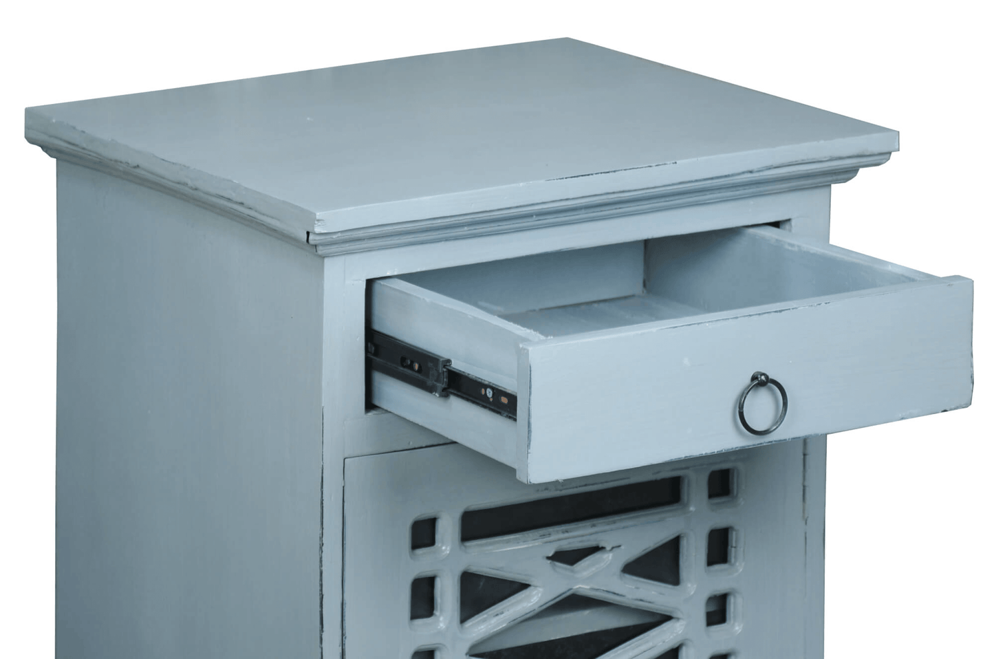 Cottage Solid Wood Side Table In Distressed Beach Blue