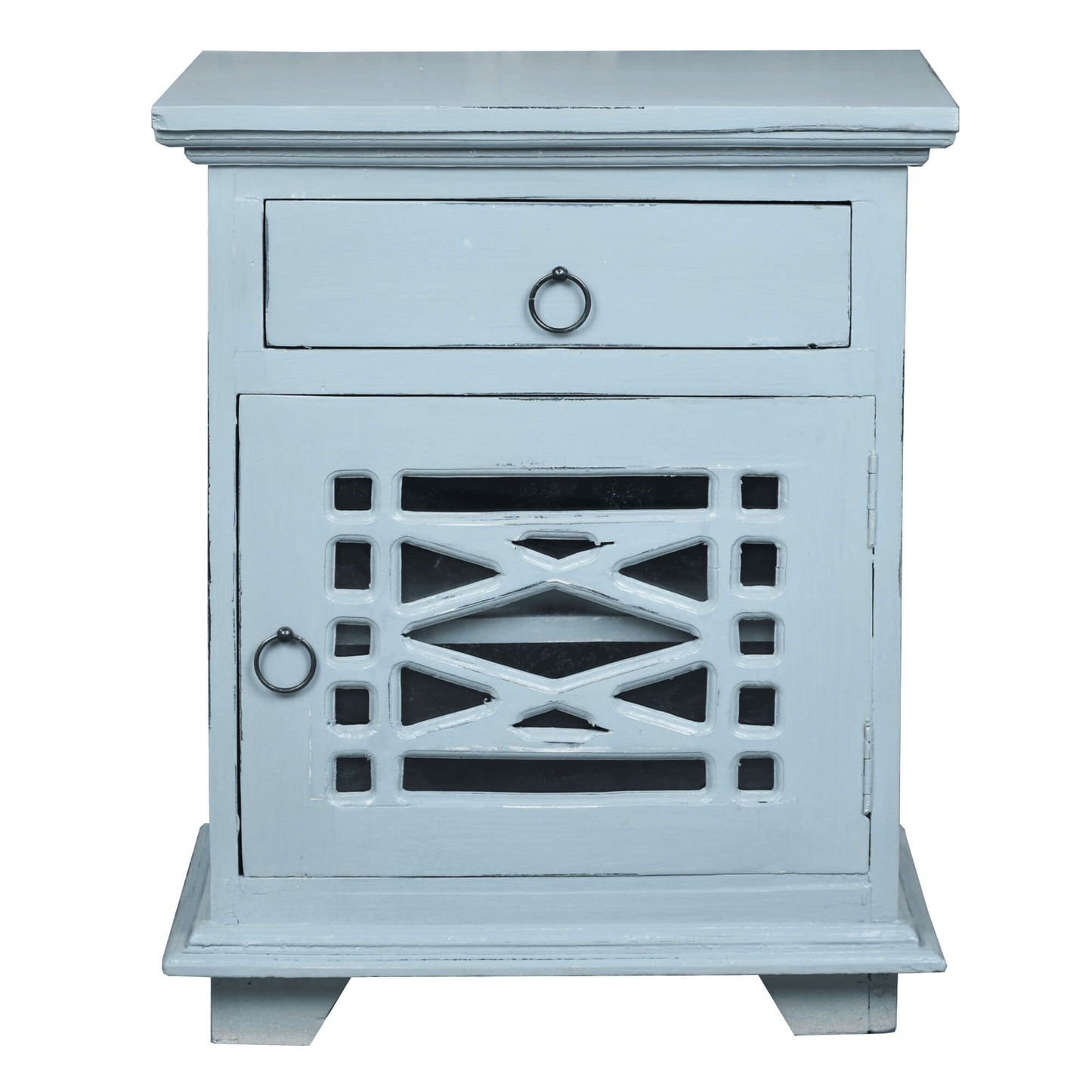 Cottage Solid Wood Side Table In Distressed Beach Blue