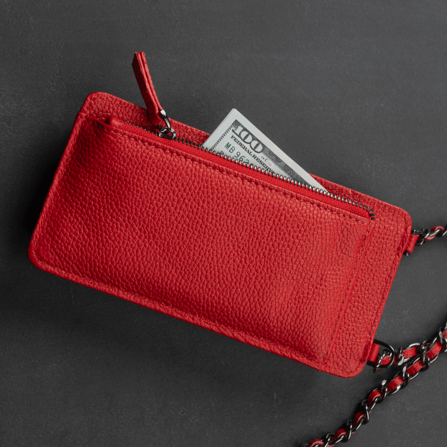 Leather Red Crossbody Bag Phone Wallet - Columbus