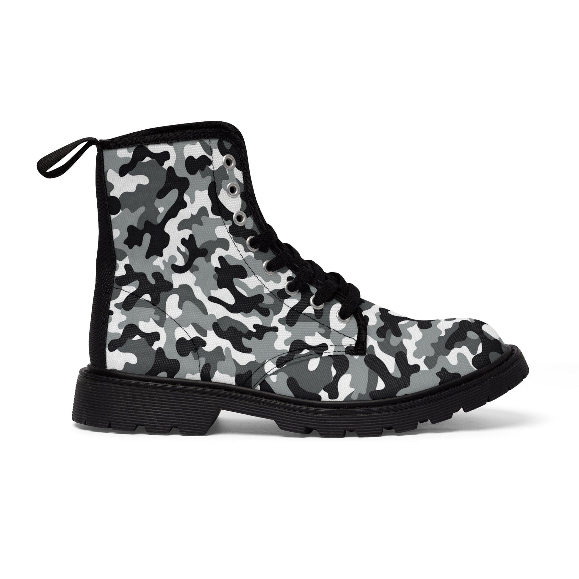 BLACK WHITE GREY Camo Men's Canvas Boots - Lizard Vigilante