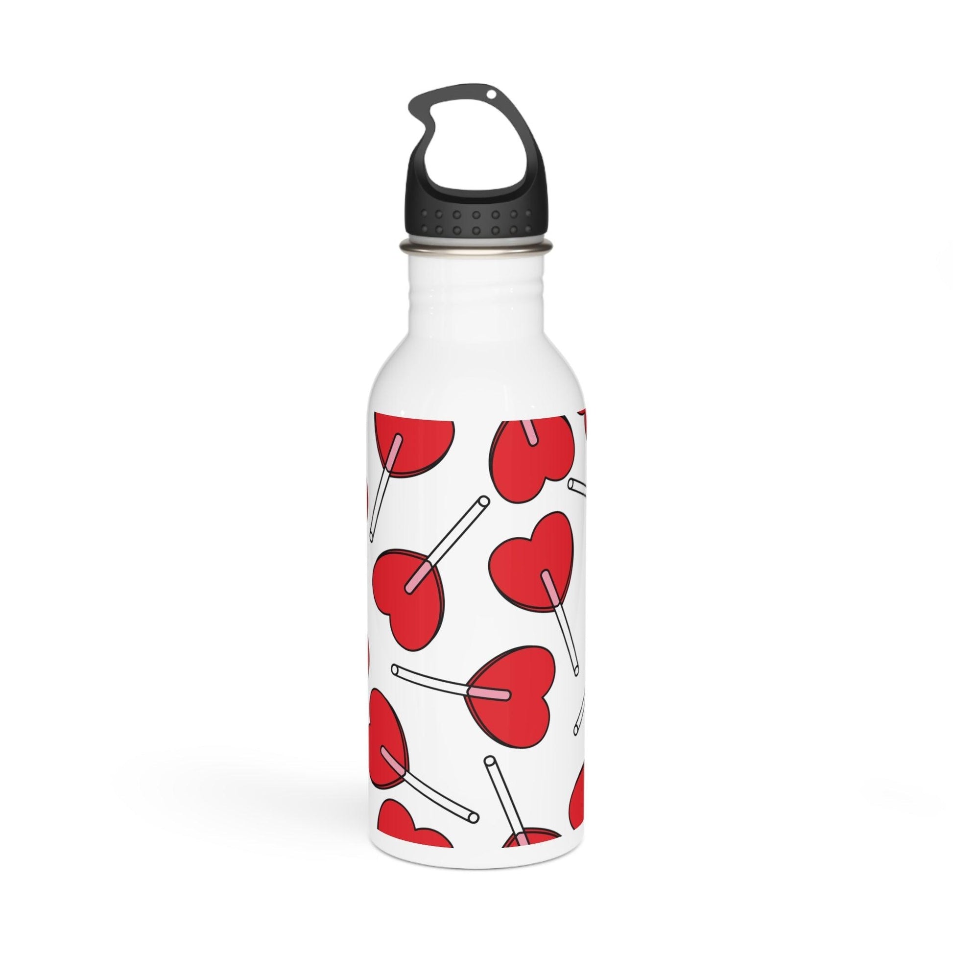 Heart Lollipops Valentine’s Day Stainless Steel Water Bottle - Lizard Vigilante