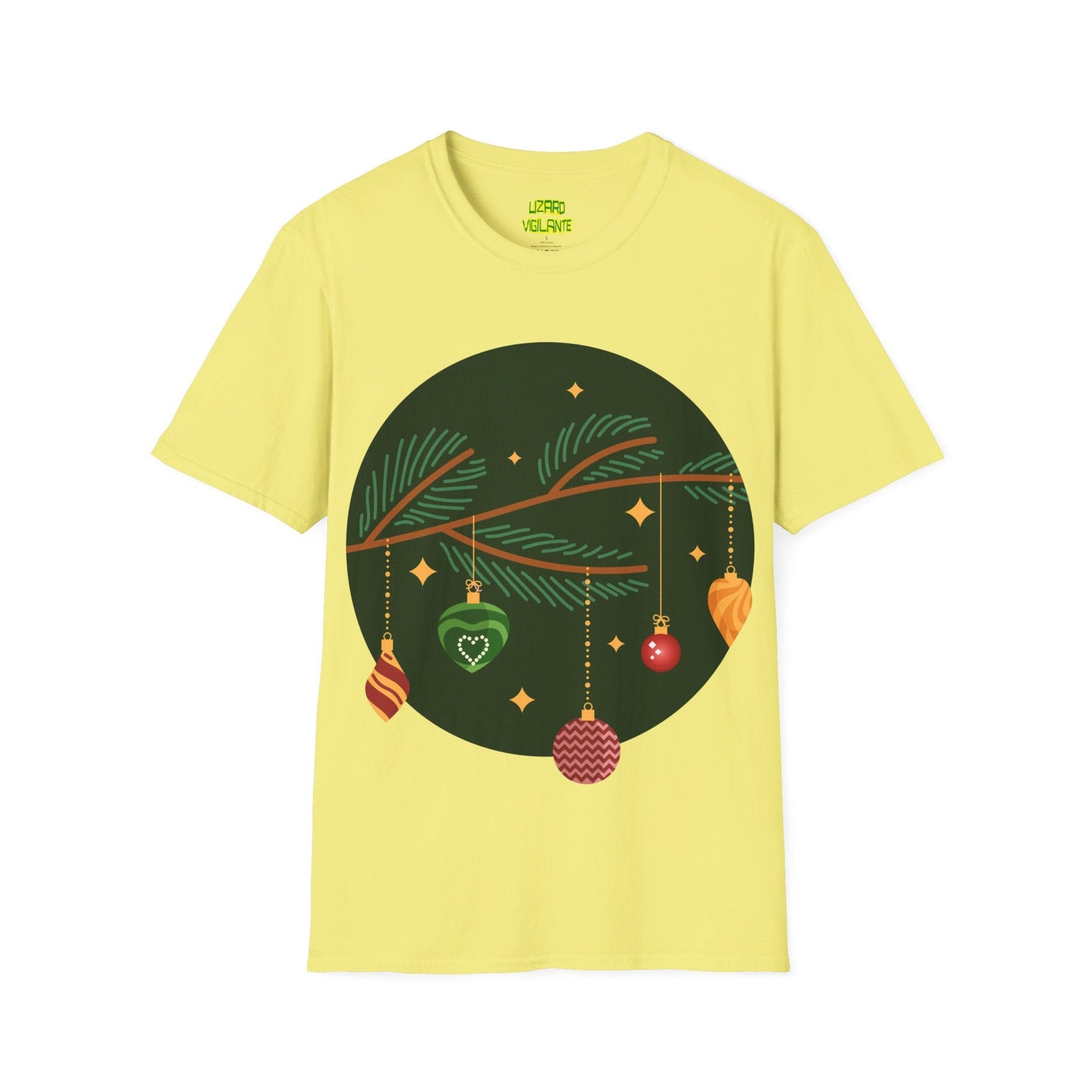 Decorated Christmas Tree Branch Unisex Softstyle T-Shirt - Lizard Vigilante