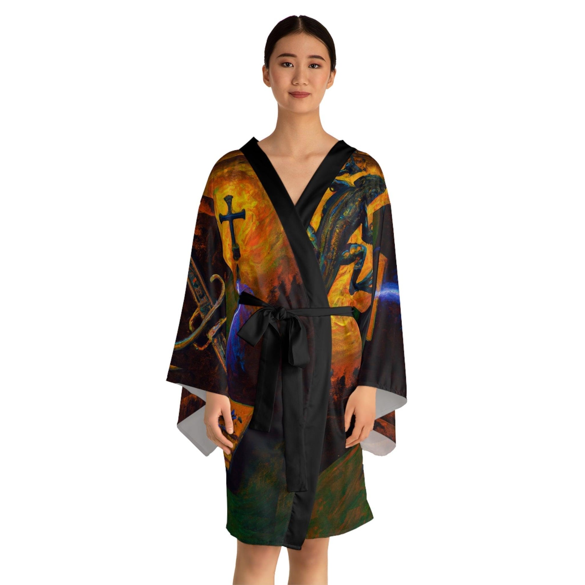 Lizard Vigilante Origins Long Sleeve Kimono Robe - Lizard Vigilante