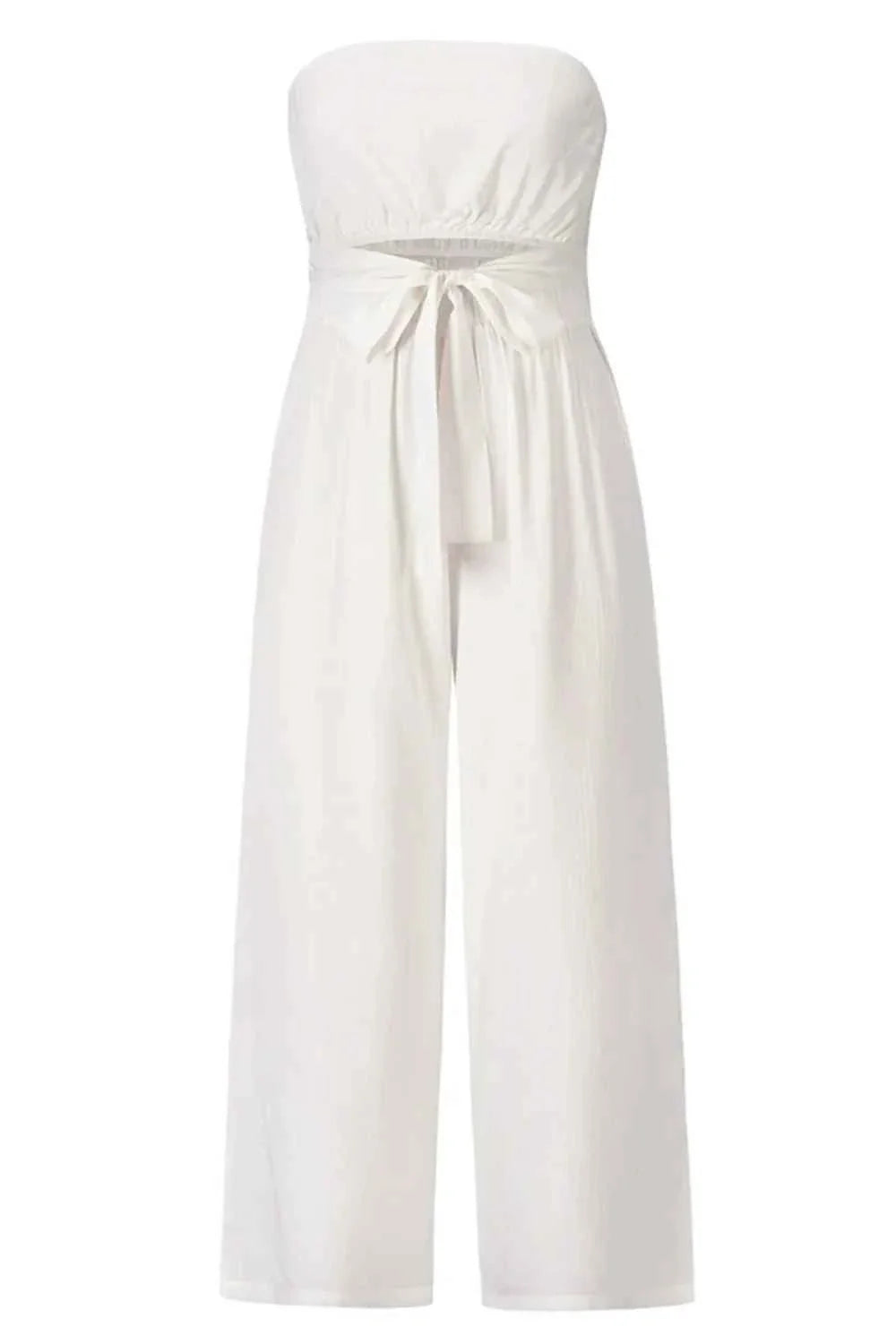 Tied Cutout Tube : Wide Leg Jumpsuit