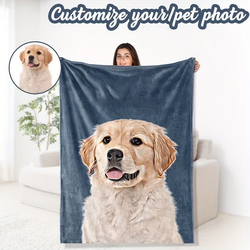 1pc Cozy Personalized Photo Blanket - Throws - Soft Customized Flannel Couch Throw with Meaningful Family, Friends, and Pet Pictures - Unique Gift Idea