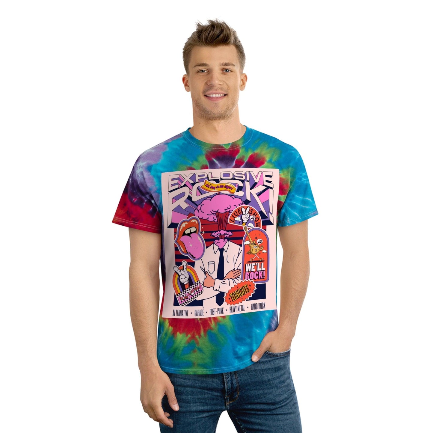 Explosive Rock Show Tie-Dye Tee, Spiral - Lizard Vigilante