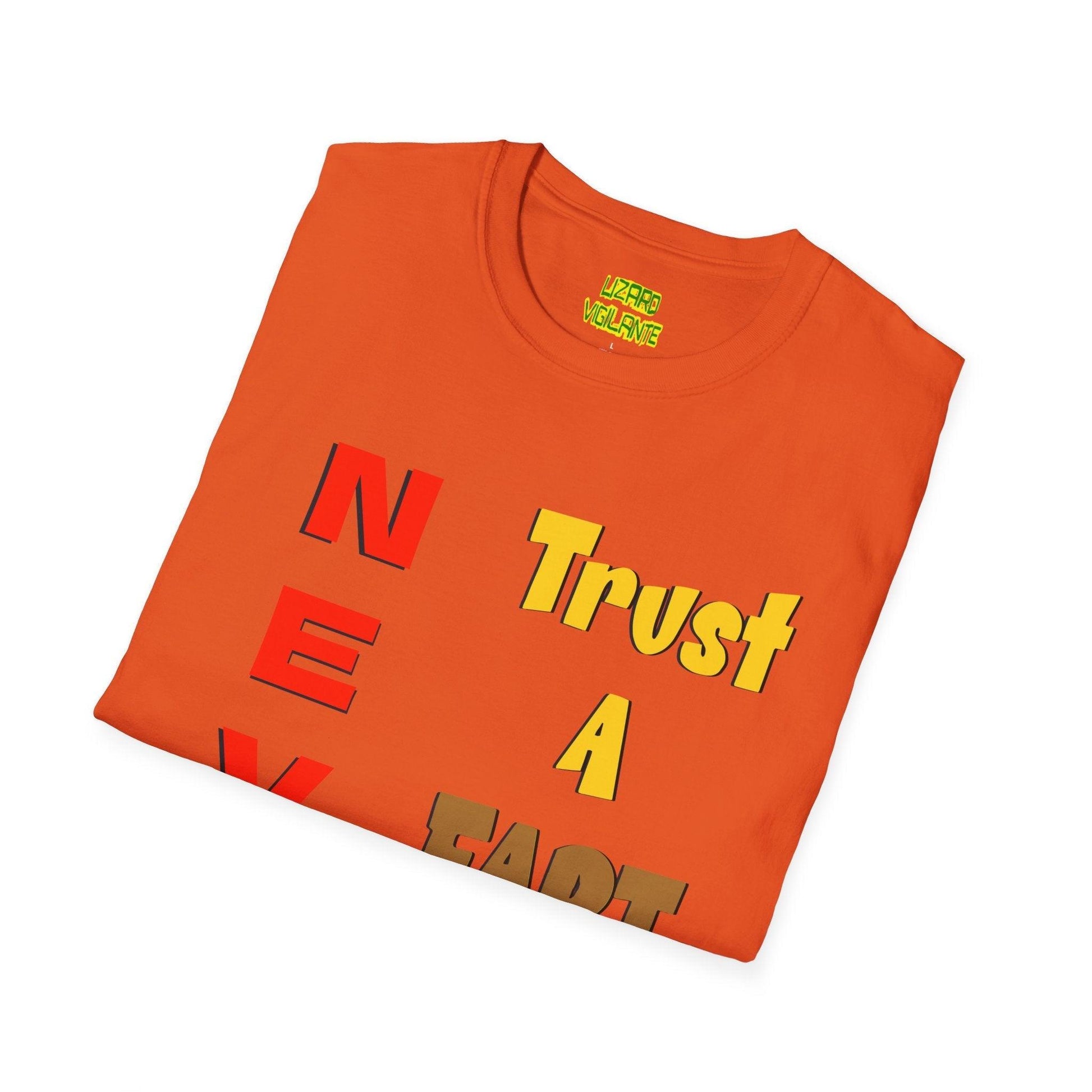 NEVER Trust A FART AFTER 50! Unisex Lightweight Softstyle Tee Shirt Sizes S-4XL, Tear-Away Label - Lizard Vigilante