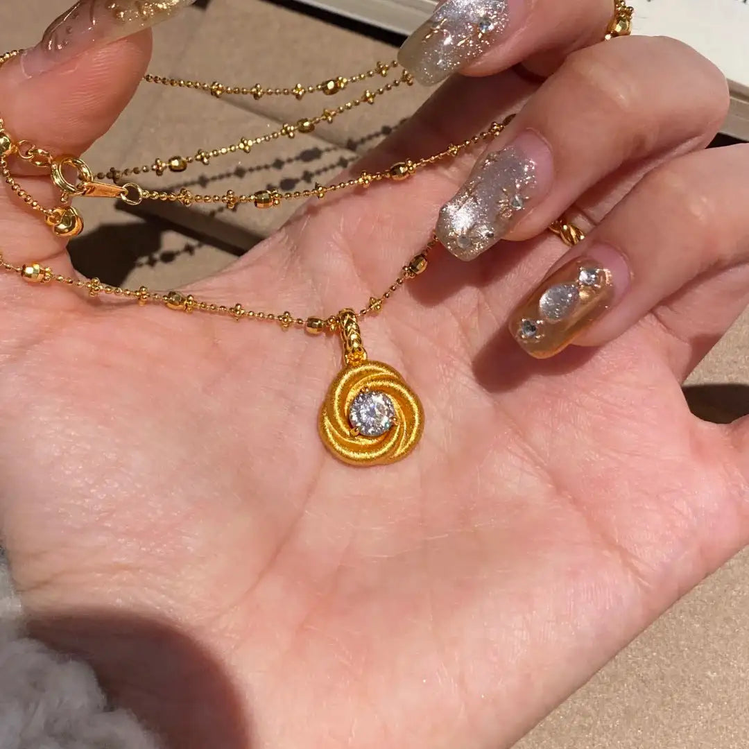 Romantic Eternal Love Mobius Brushed Rose Pendant