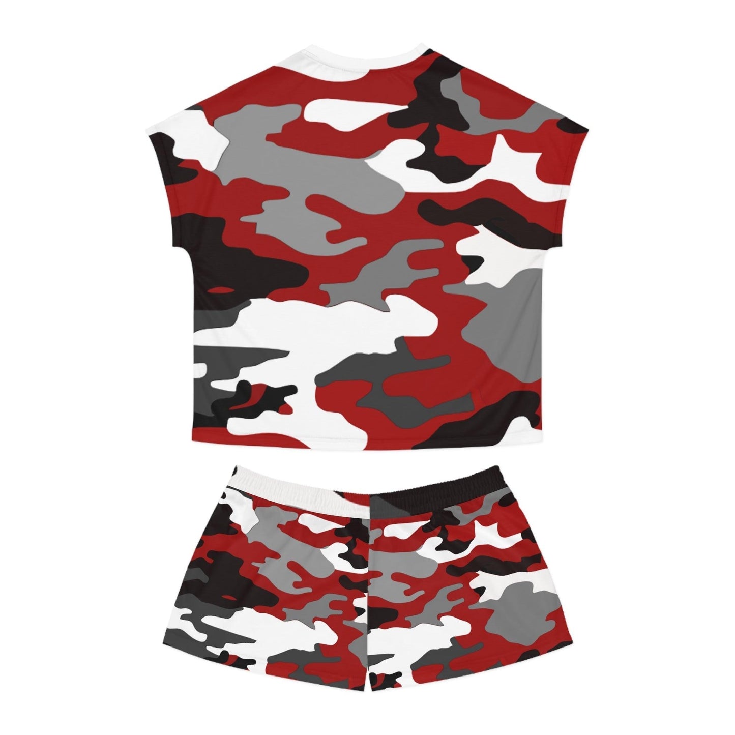 Red Black White Grey Camouflage Women's Short Pajama Set - Lizard Vigilante