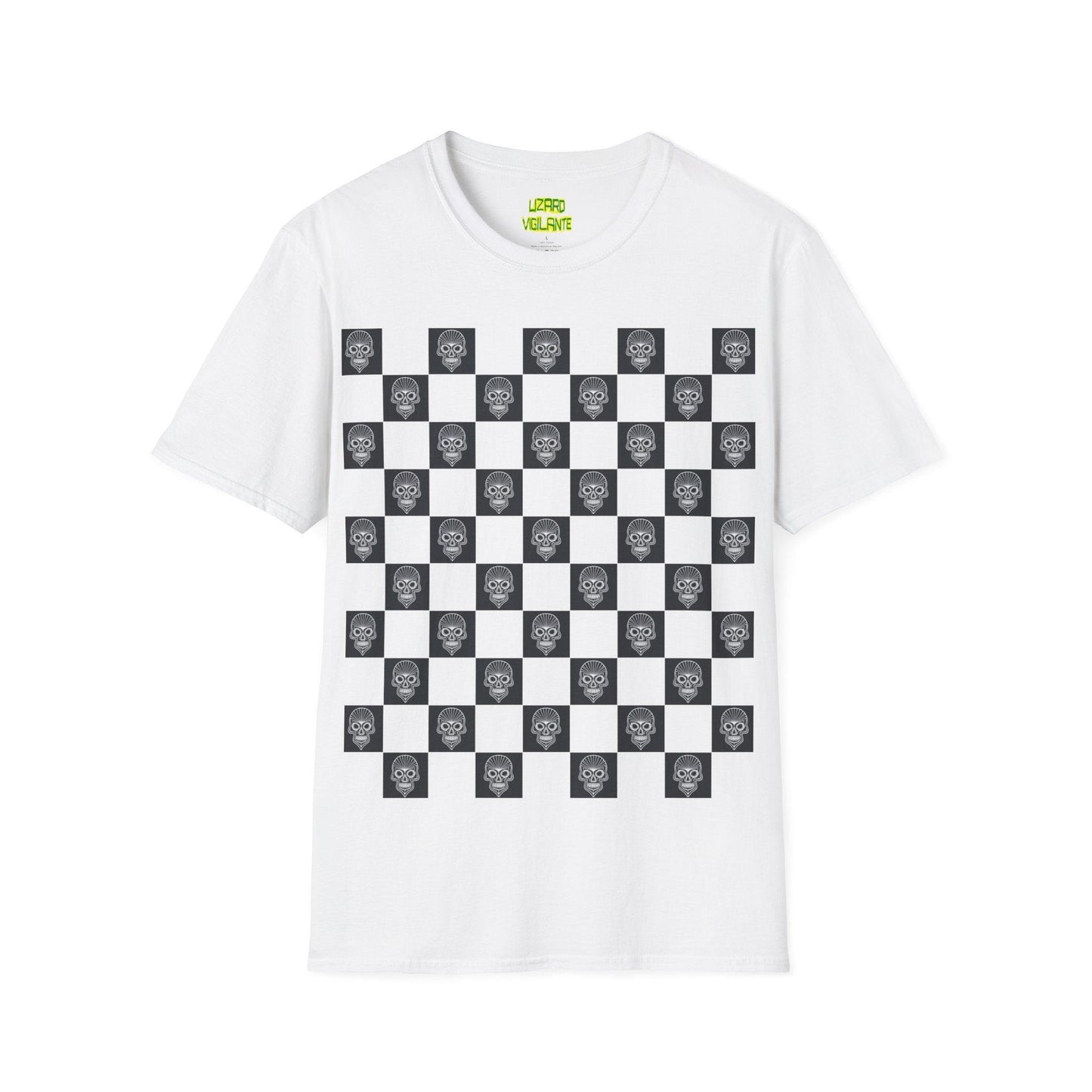 Checkerboard Skull Unisex Softstyle T-Shirt - Lizard Vigilante