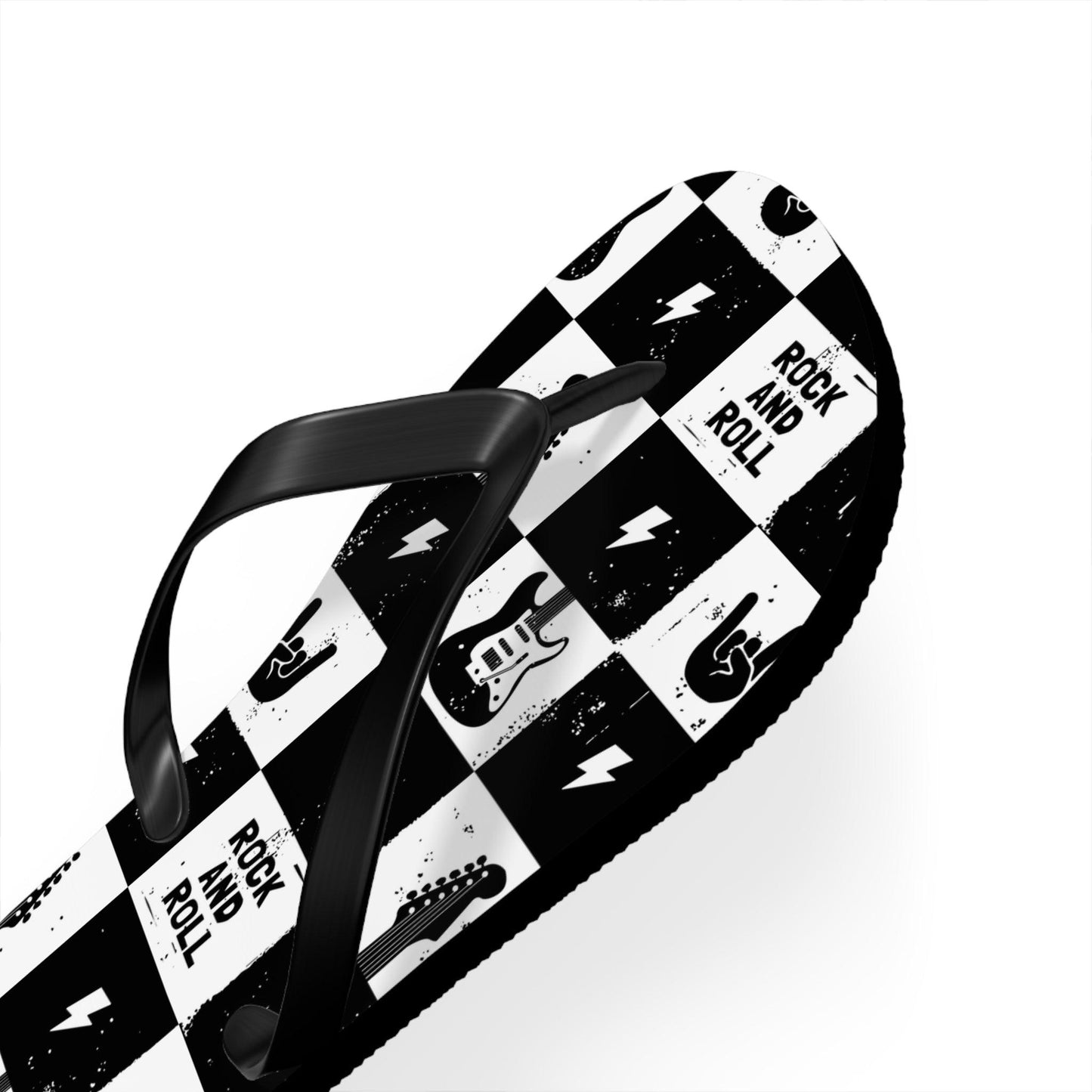 Rock And Roll Squares Flip Flops - Premium Shoes from Printify - Just $27.99! Shop now at Lizard Vigilante