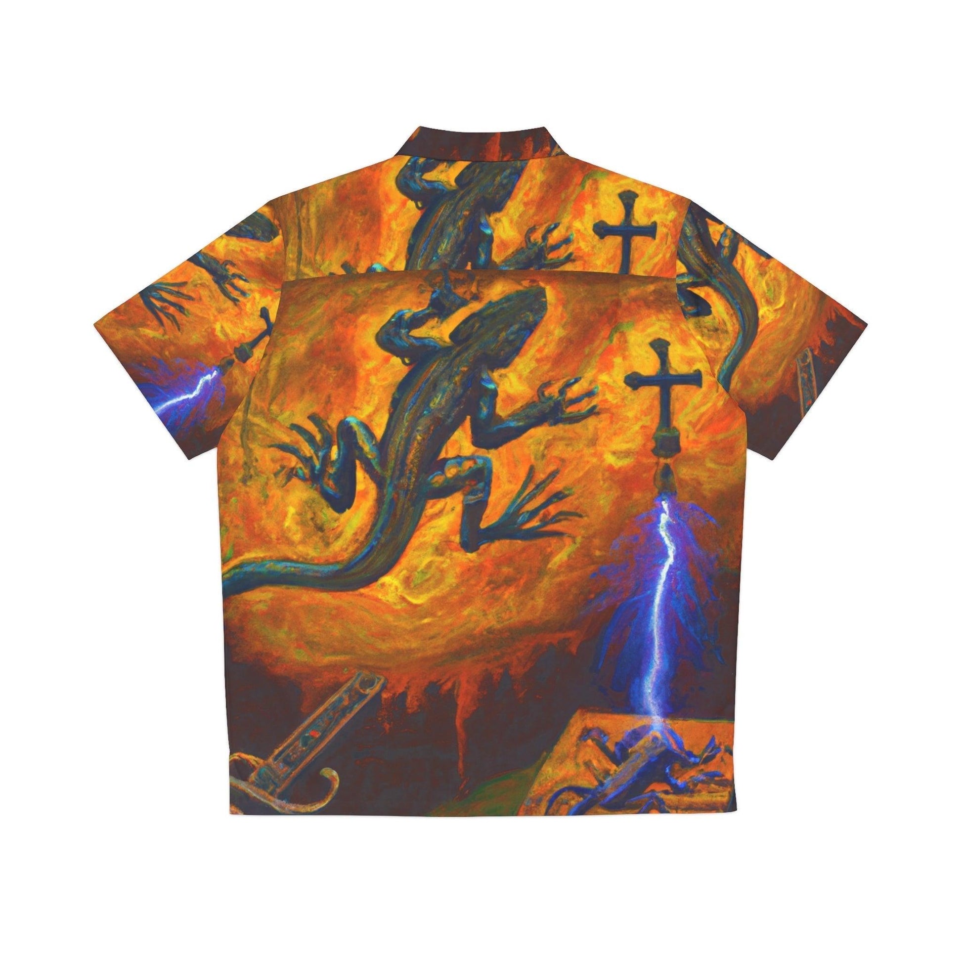 Electrified Lizard Cross Men's Hawaiian Shirt - Lizard Vigilante