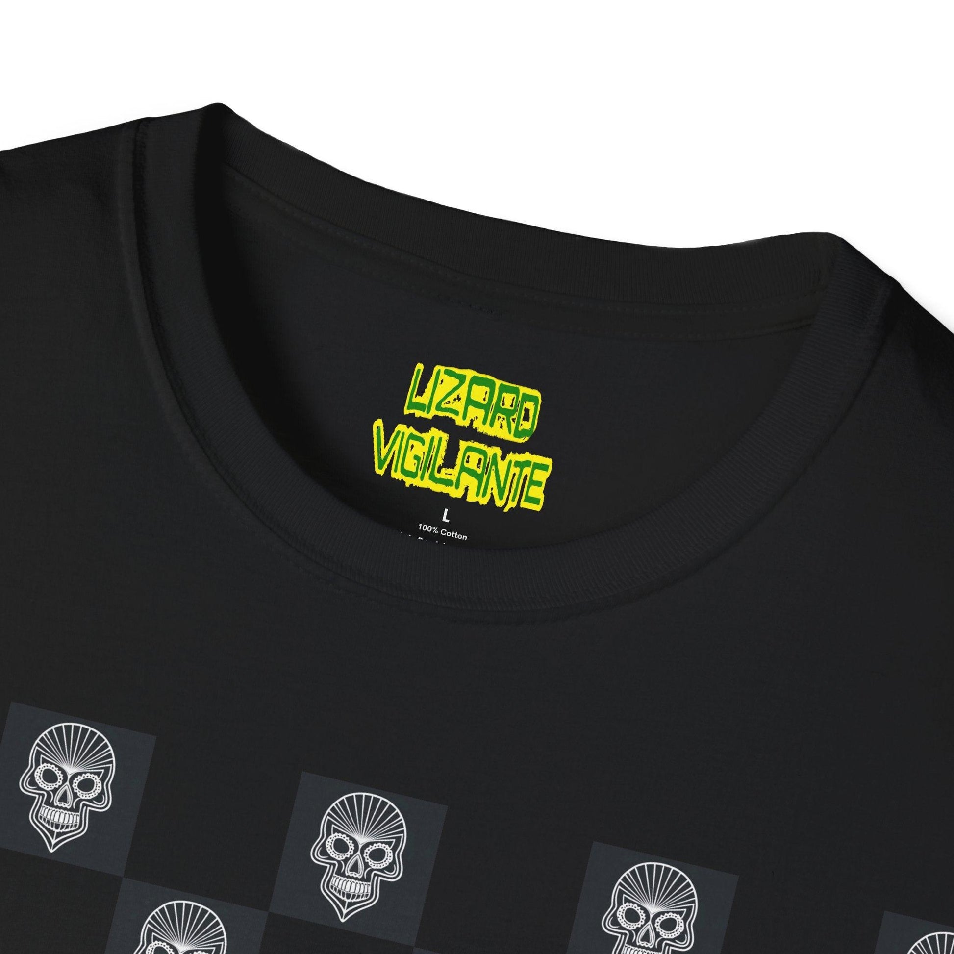 Checkerboard Skull Unisex Softstyle T-Shirt - Lizard Vigilante